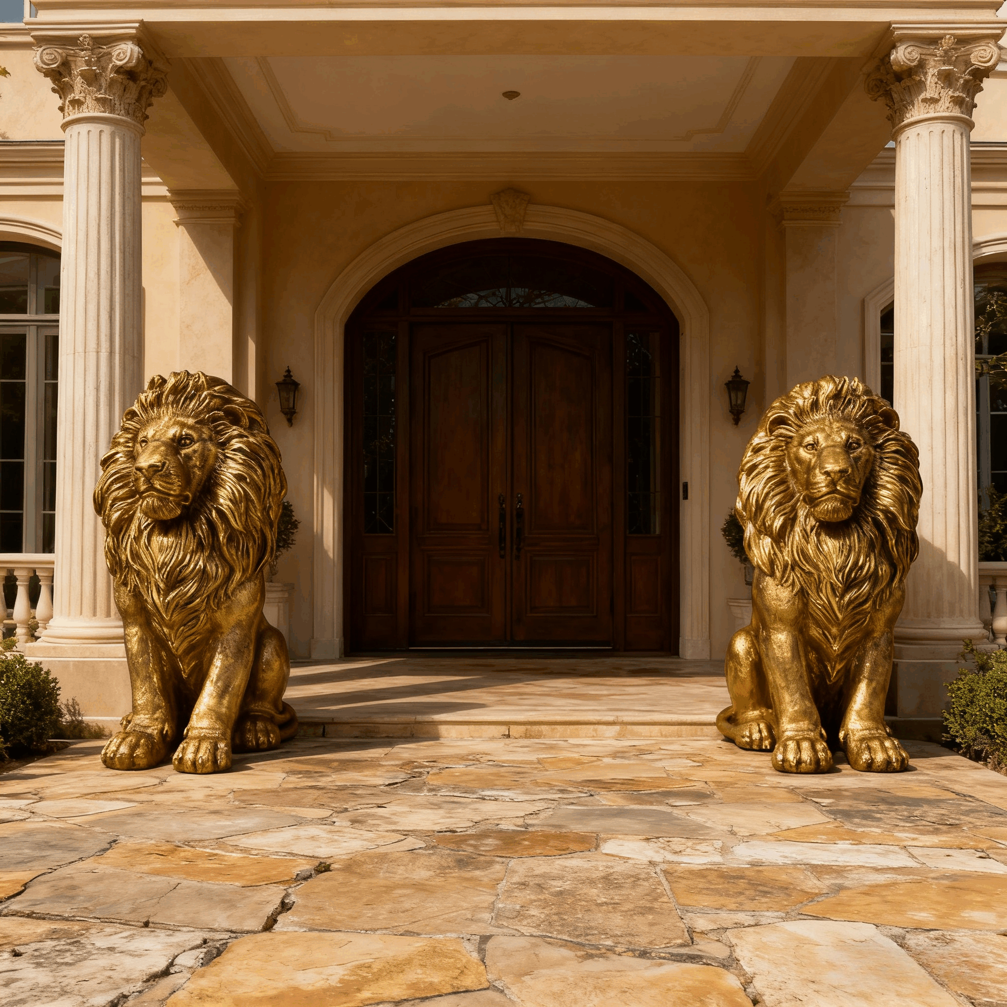 24" Lion Statue, Resin Outdoor Guardian Sculpture, Simulated Animal Decor for Villa, Garden, Park & Resort, Patriotic Independence Day Decoration for Home & Courtyard - Image 5