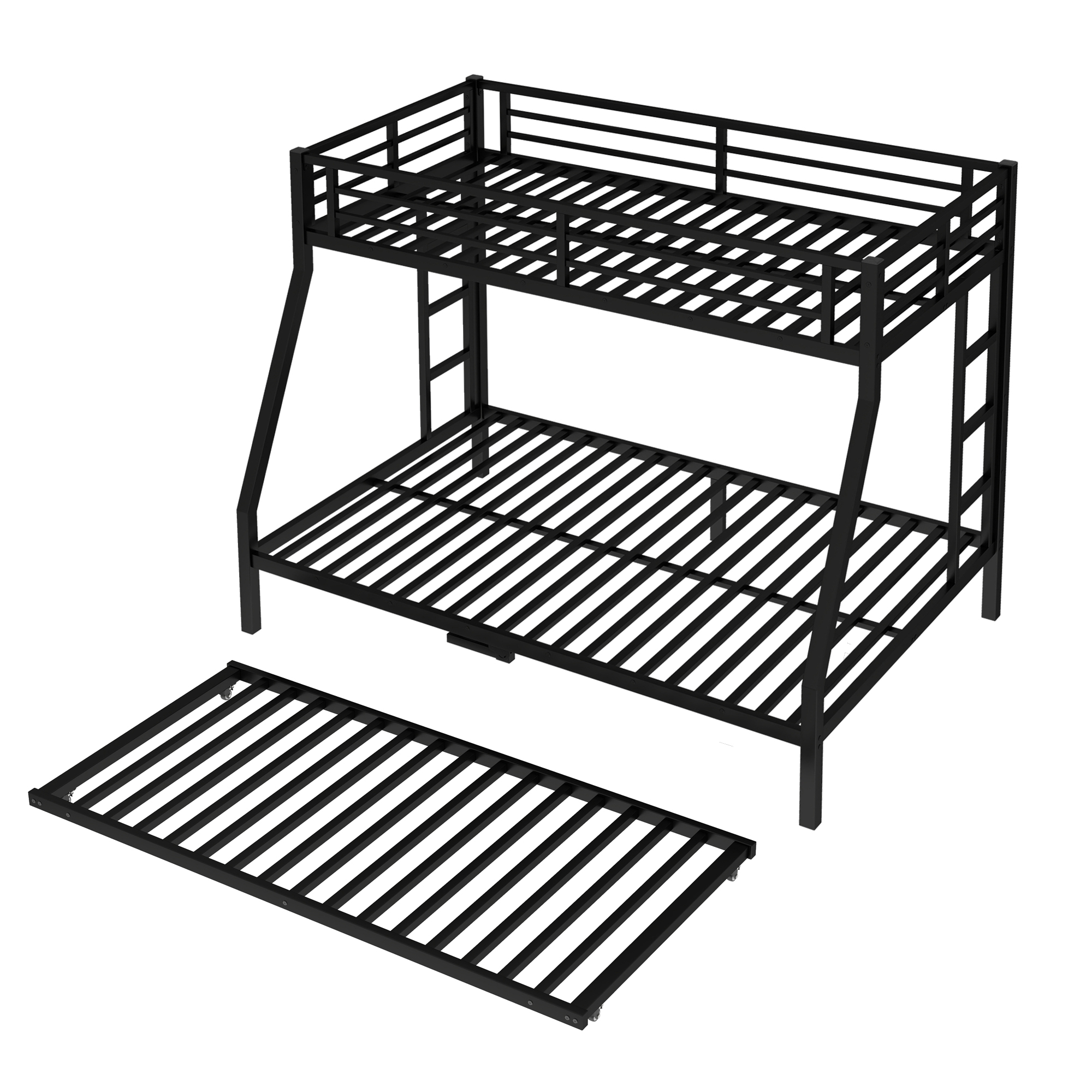 Twin over Full Metal Bunk Bed with Twin Size Trundle, Black - Image 6