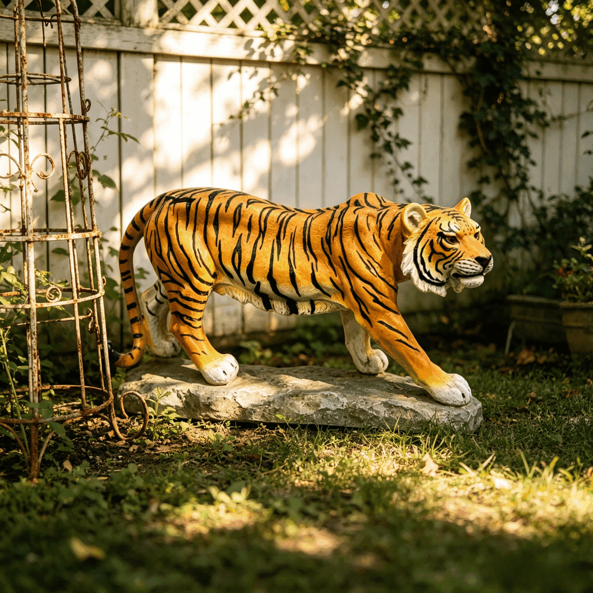 15.75" H x 33.46" L x 7.87" W Simulated Tiger Resin Garden Statue, Indoor & Outdoor Decorative Ornament, Lawn & Courtyard Art Craft, Unique Gift for Home & Yard - Image 2