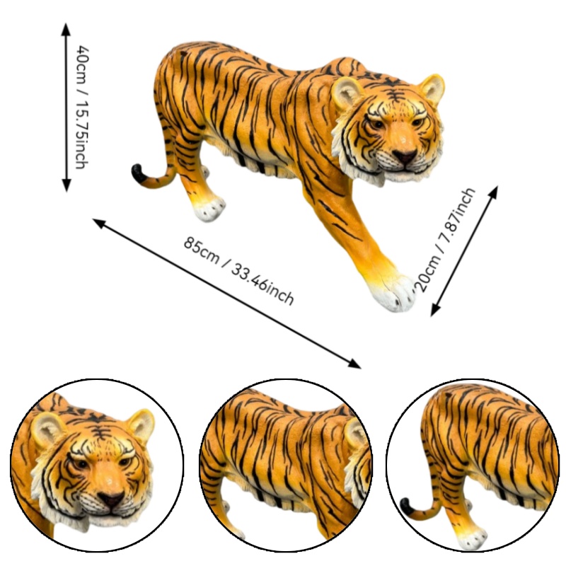 15.75" H x 33.46" L x 7.87" W Simulated Tiger Resin Garden Statue, Indoor & Outdoor Decorative Ornament, Lawn & Courtyard Art Craft, Unique Gift for Home & Yard - Image 4