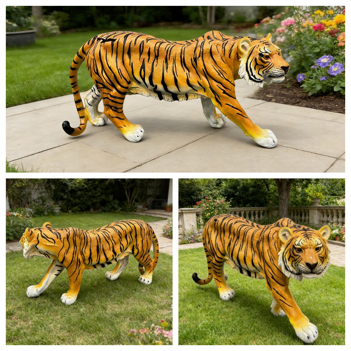 15.75" H x 33.46" L x 7.87" W Simulated Tiger Resin Garden Statue, Indoor & Outdoor Decorative Ornament, Lawn & Courtyard Art Craft, Unique Gift for Home & Yard - Image 6