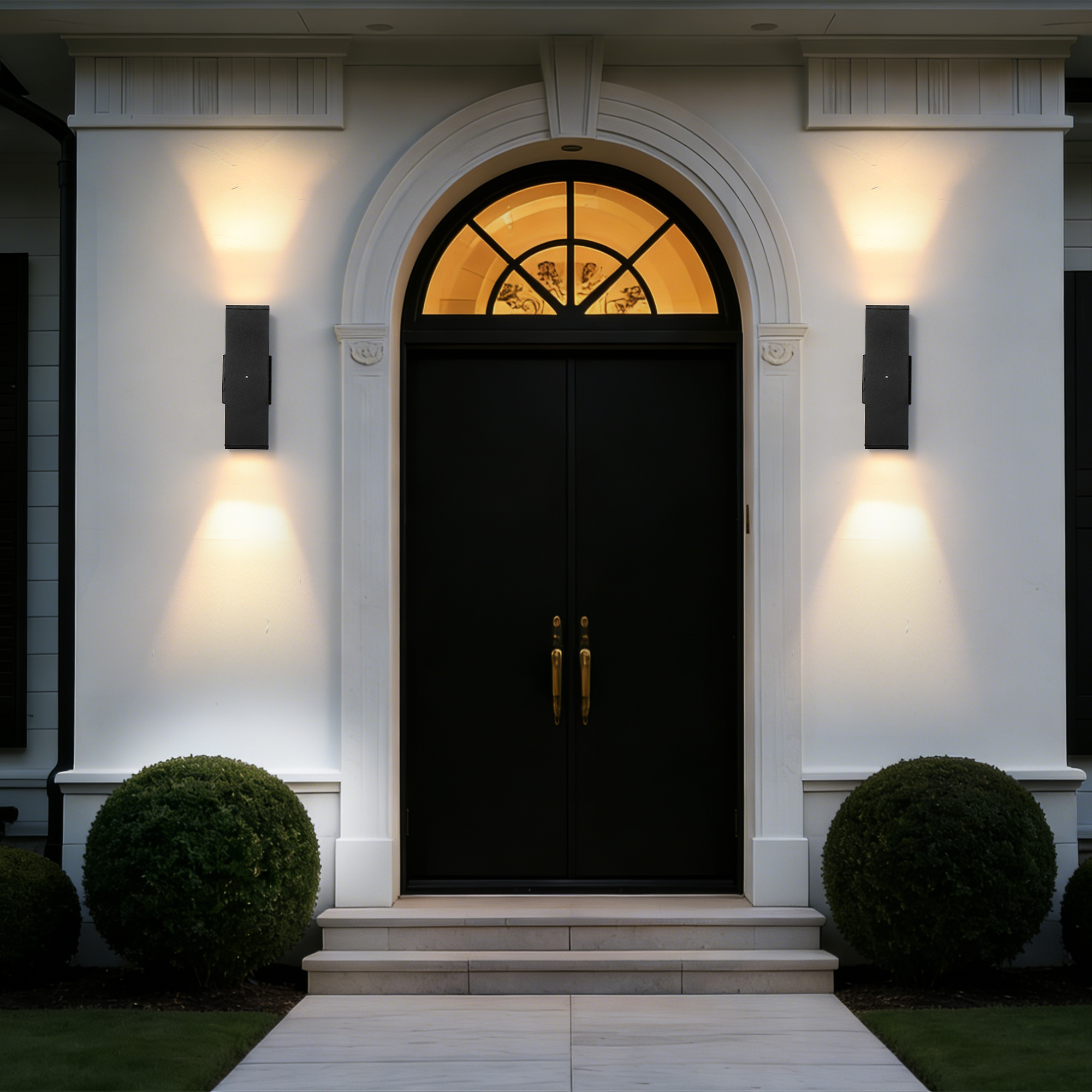 Outdoor Wall Light Fixture,Exterior Lighting Fixtures,Dusk to Dawn Modern Sconce Lights for Porch Patio Garage Front Door (Black,Square,with Sensor,2PK) - Image 2