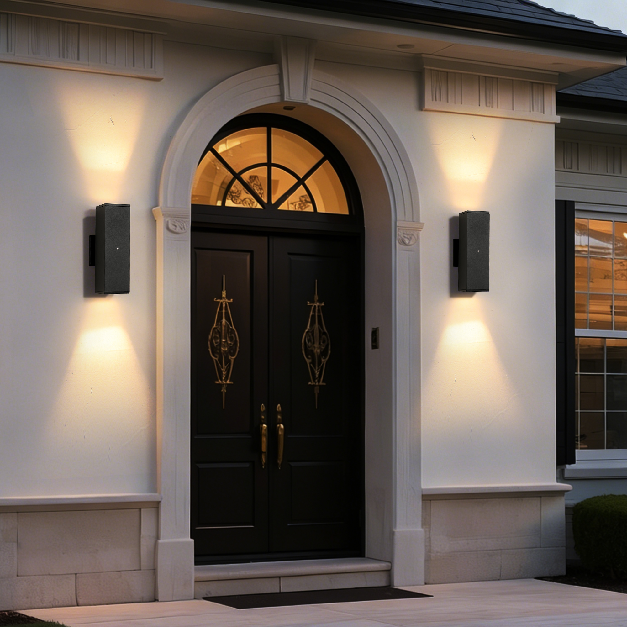 Outdoor Wall Light Fixture,Exterior Lighting Fixtures,Dusk to Dawn Modern Sconce Lights for Porch Patio Garage Front Door (Black,Square,with Sensor,2PK) - Image 6