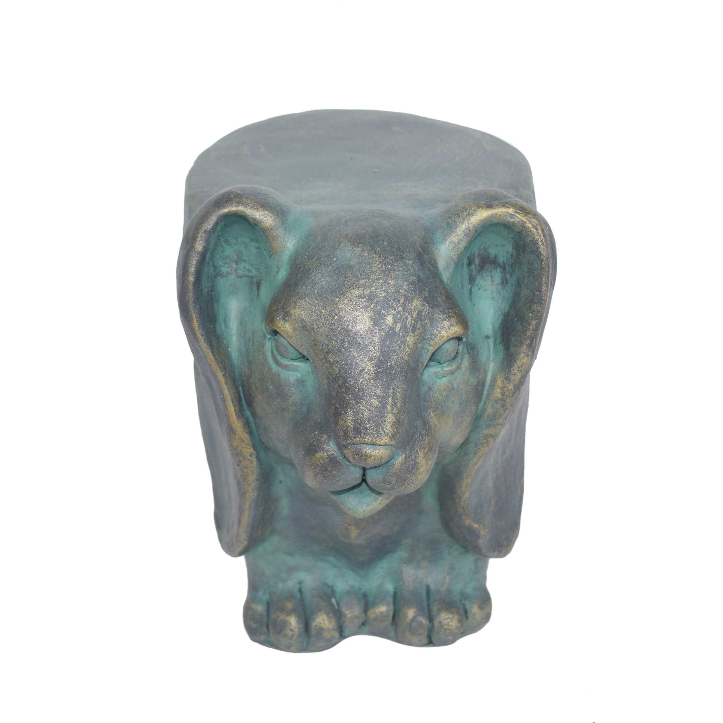 13inch High Rabbit Garden Stool, Lightweight Concrete, Gold Patina Finish, No Assembly Required - Image 6