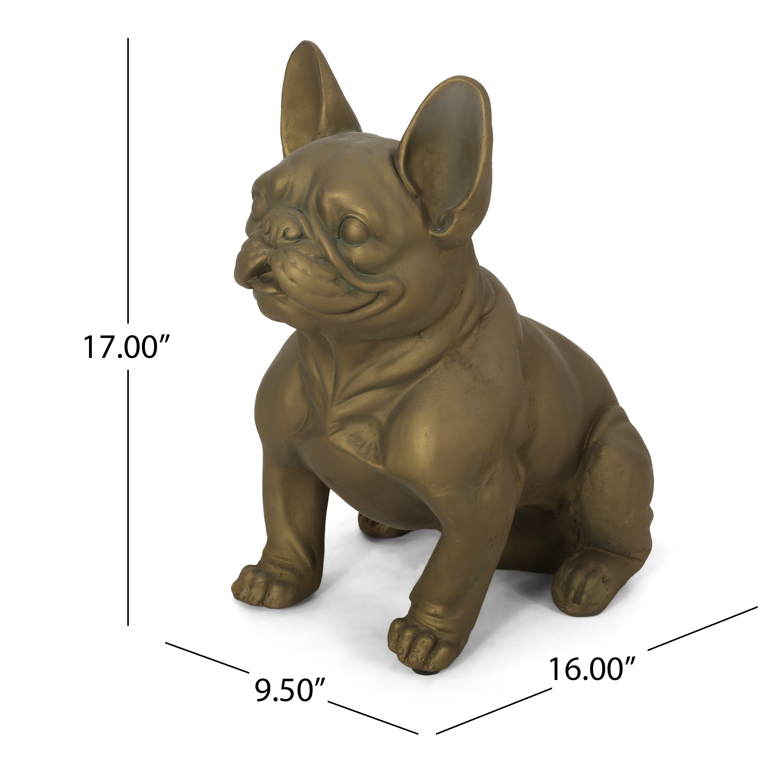 DOG GARDEN SCULPTURE, Outdoor French Bulldog Garden Statue, Rustic Gold, No Assembly Required - Image 6