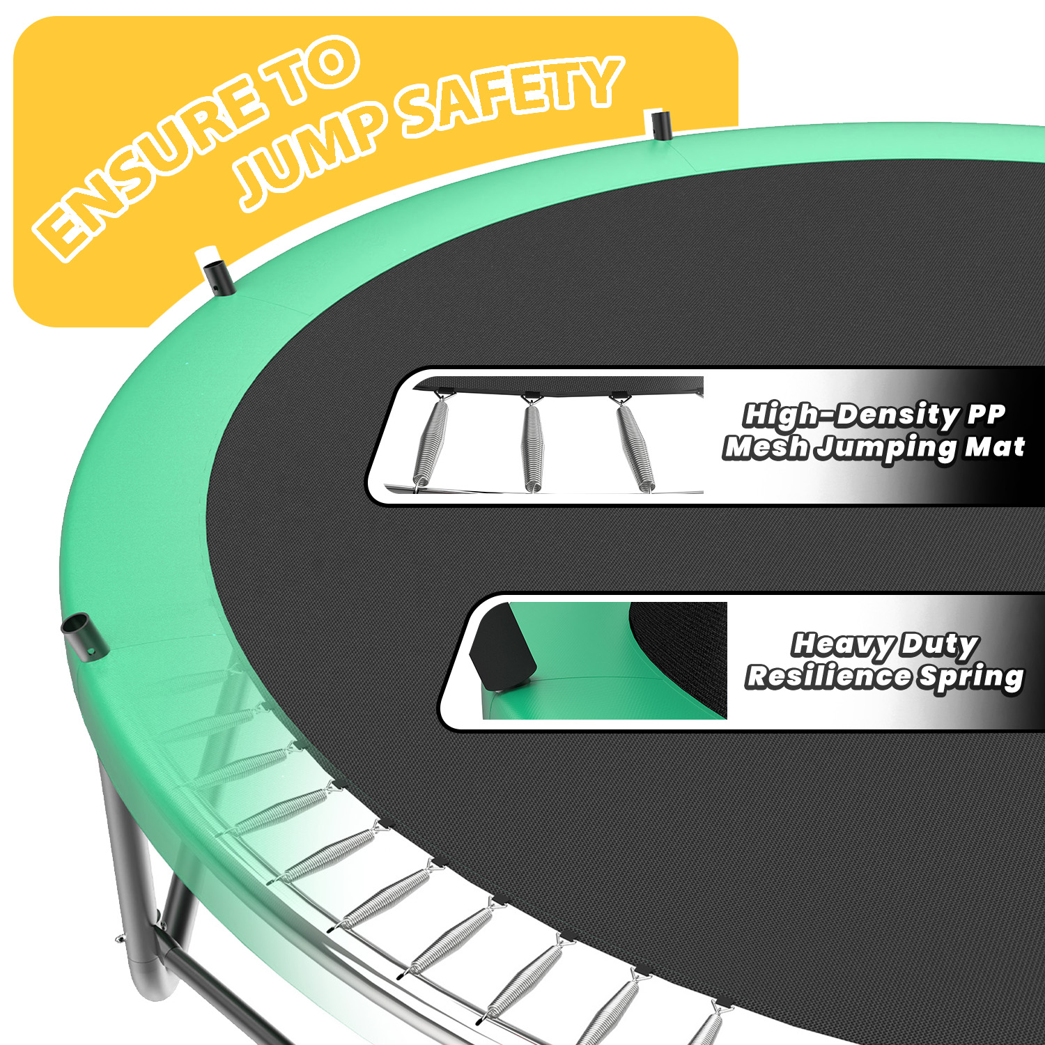 14FT Trampoline with Enclosure - Recreational Trampolines with Ladder and AntiRust Coating, ASTM Approval Outdoor Trampoline for Kids - Image 3