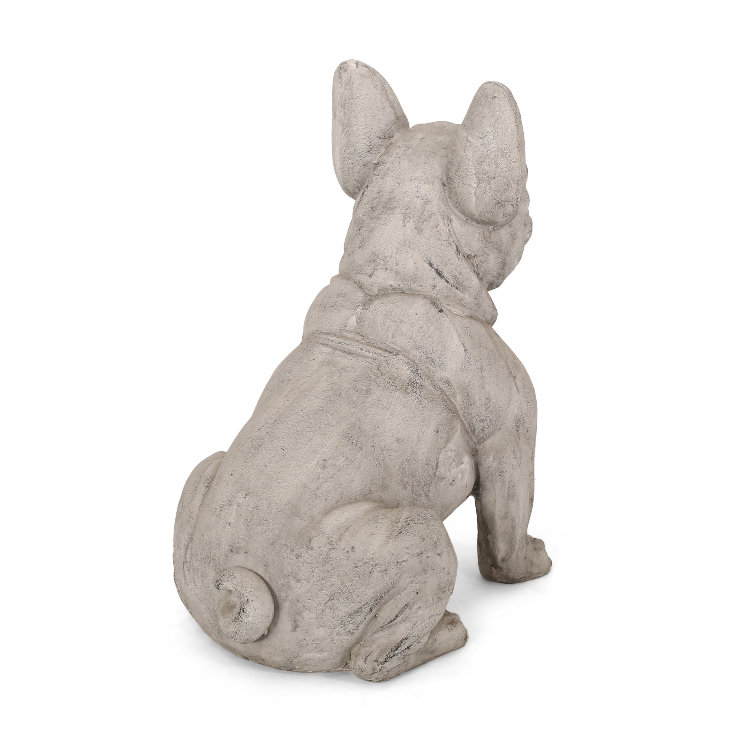 DOG GARDEN SCULPTURE, Outdoor French Bulldog Garden Statue, Rustic White, No Assembly Required - Image 6