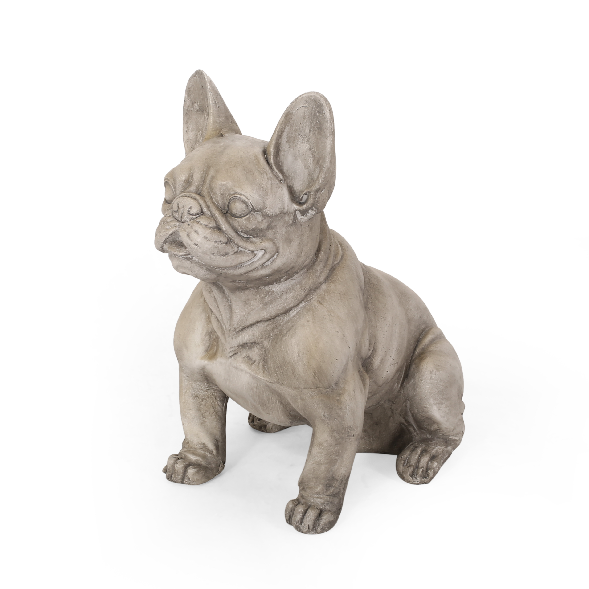 DOG GARDEN SCULPTURE, Outdoor French Bulldog Garden Statue, Gray, No Assembly Required - Image 5