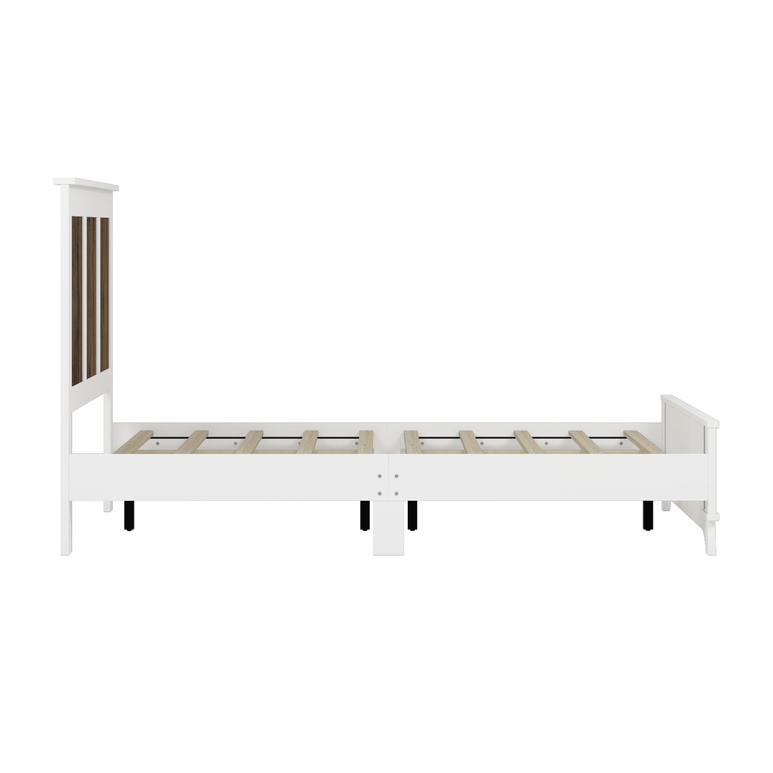 4-Pieces Bedroom Sets, Queen Size Farmhouse Platform Bed with Wooden Strip Stickers Decoration, Storage Nightstand and Dresser with Metal Handle, White(Old SKU: HL000191AAK) - Image 6