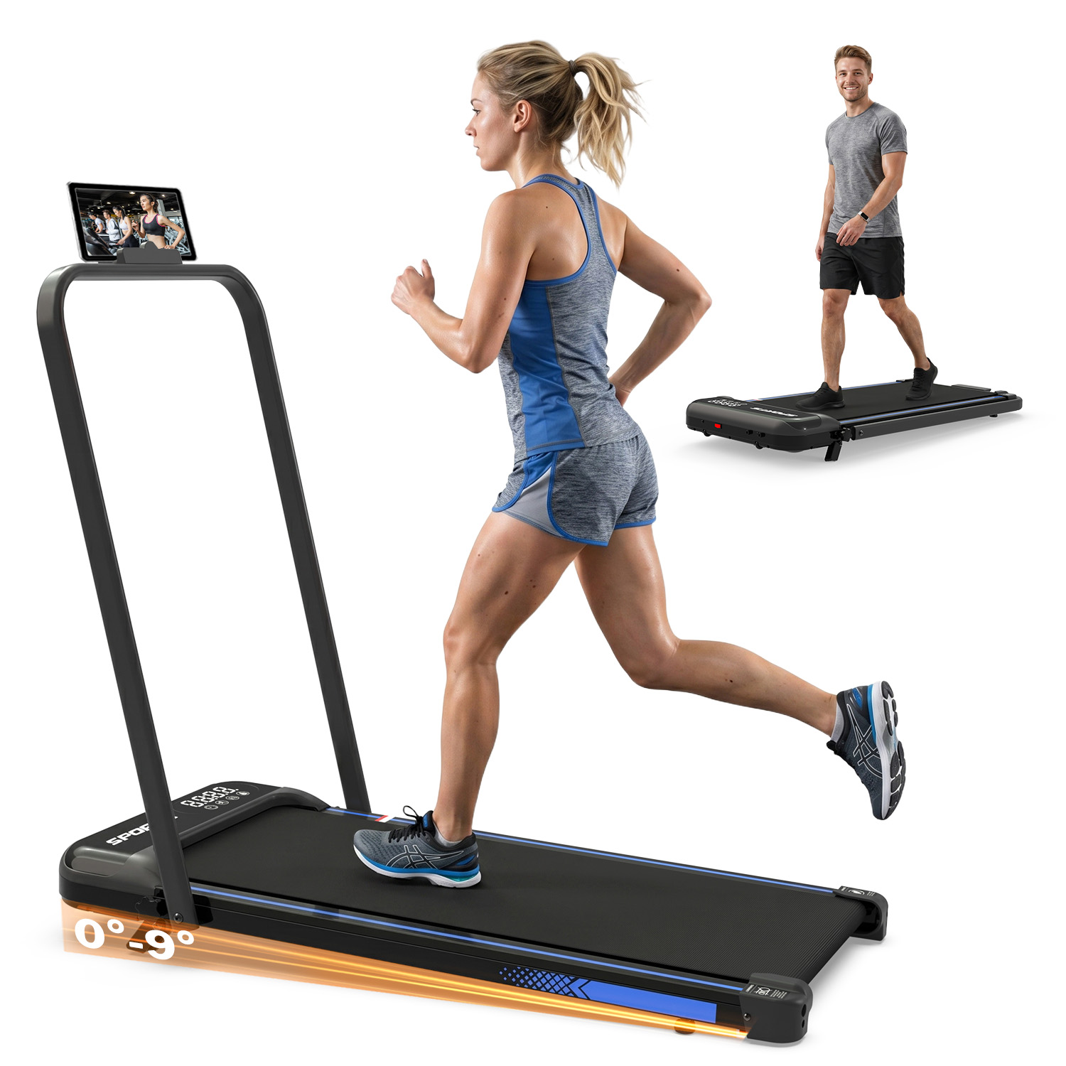 3 in 1 Under Desk Treadmill with Incline,Foldable Treadmills for Home, Walking Pad with Handle Bar for Walking and Jogging, with Remote Control & LED Display - Image 2