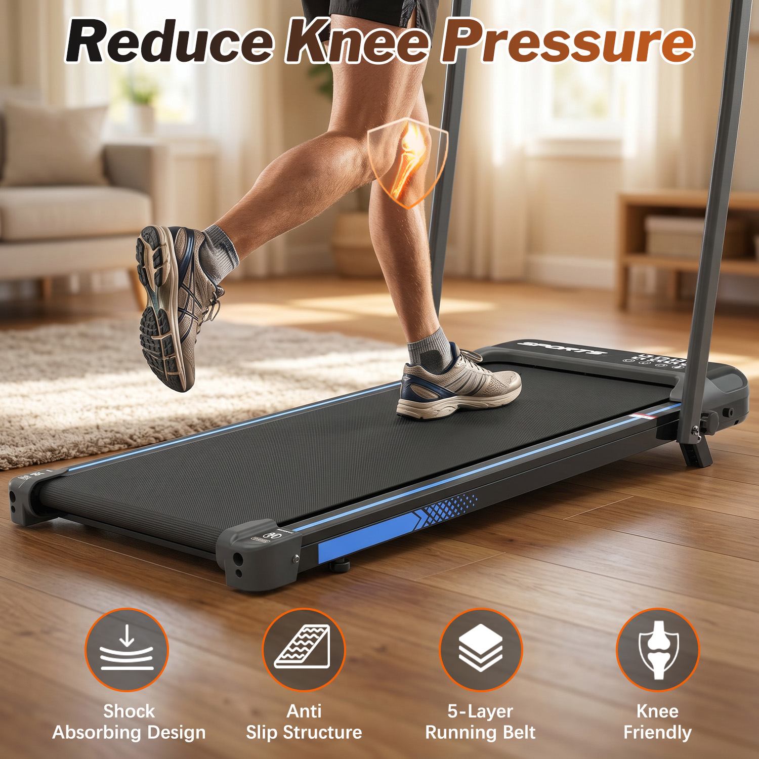 3 in 1 Under Desk Treadmill with Incline,Foldable Treadmills for Home, Walking Pad with Handle Bar for Walking and Jogging, with Remote Control & LED Display - Image 4