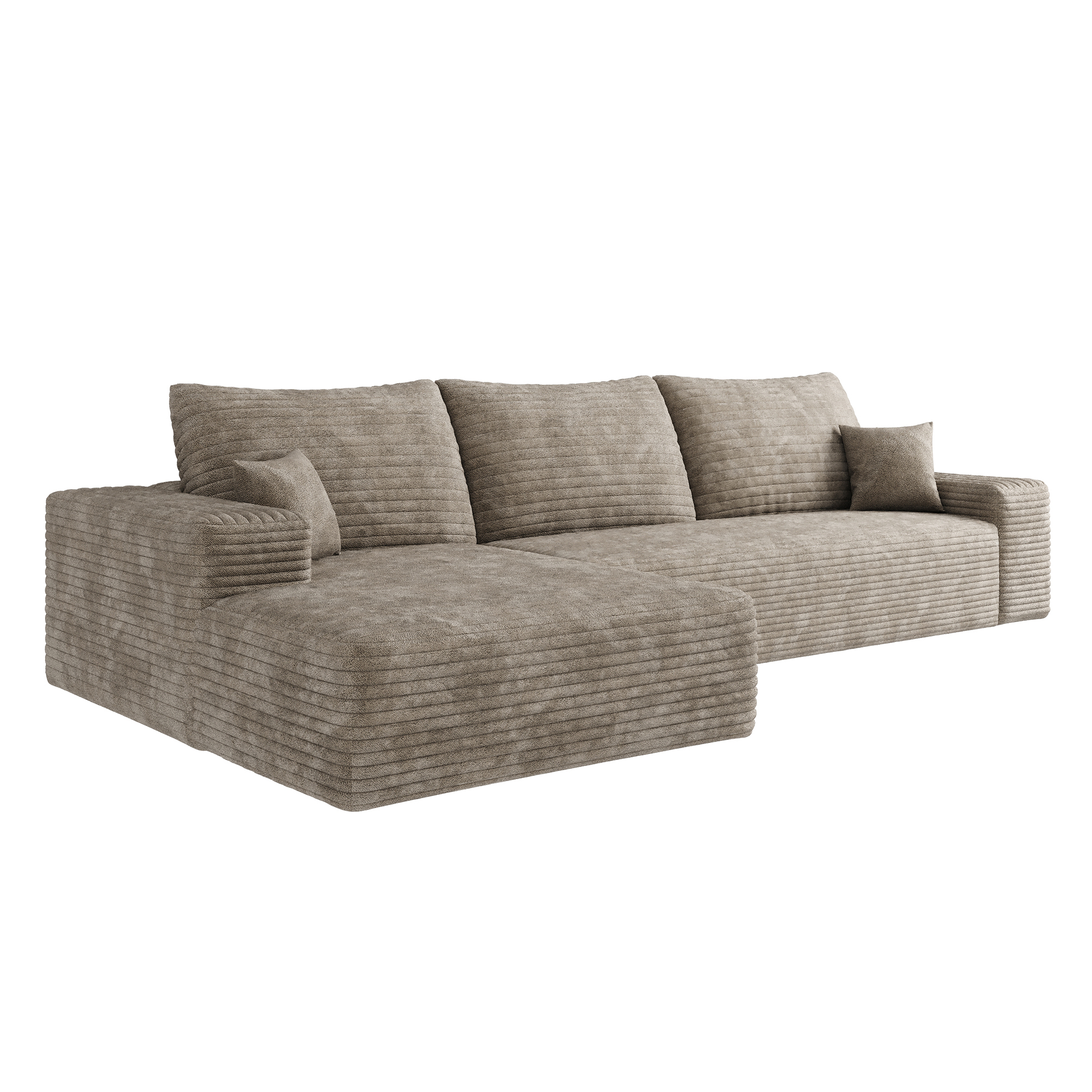 107" Cloud Sectional Couch with L-Shape Chaise,Modern Modular Sofa with Deep Seat, Upholstered Couches for Living Room Bedroom,No Assembly Required, Camel(Plush Corduroy Fabric) - Image 6