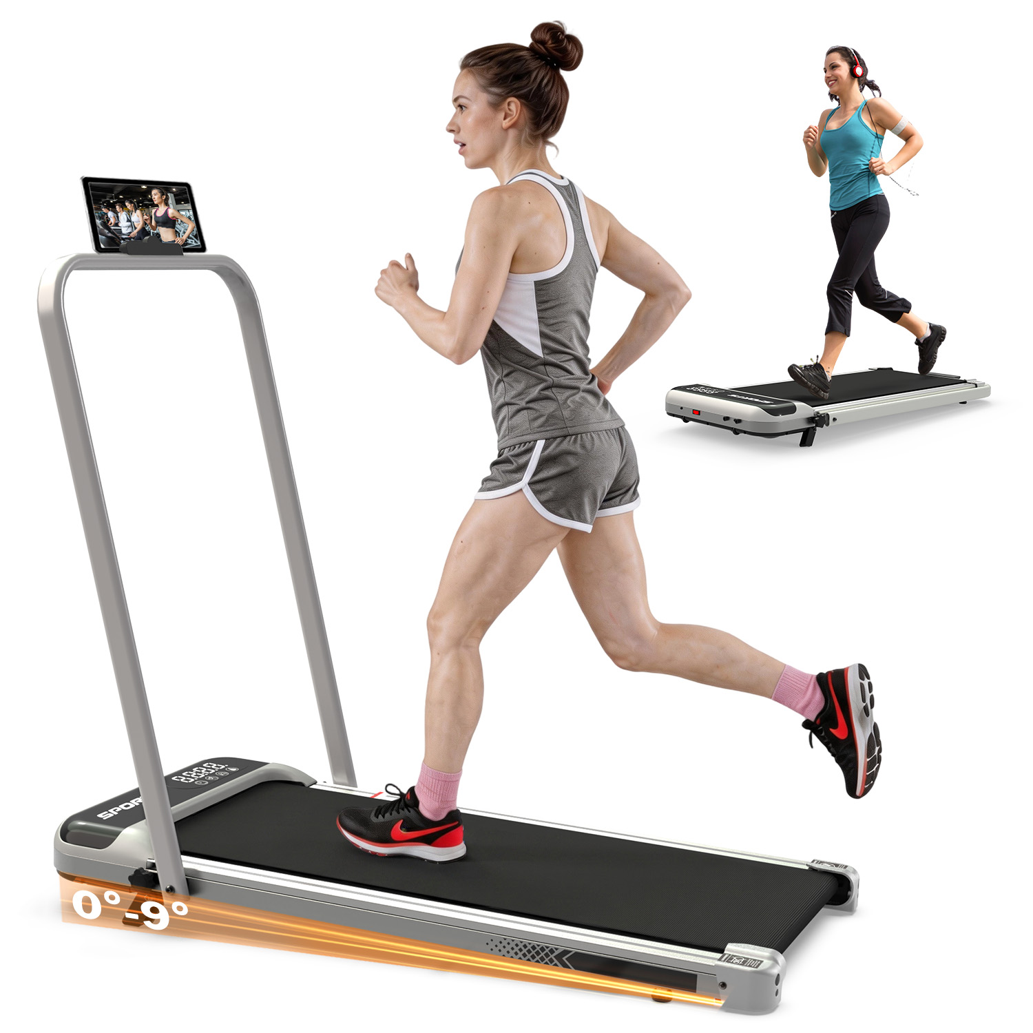 3 in 1 Under Desk Treadmill with Incline,Foldable Treadmills for Home, Walking Pad with Handle Bar for Walking and Jogging, with Remote Control & LED Display - Image 2