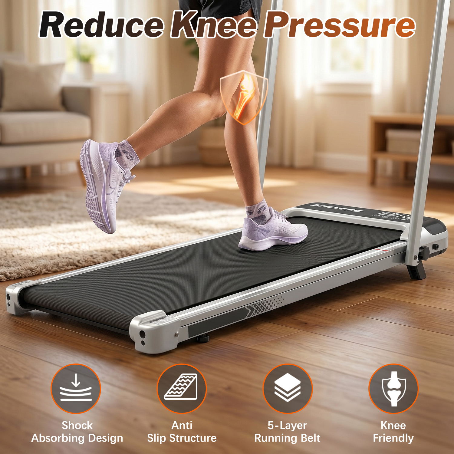 3 in 1 Under Desk Treadmill with Incline,Foldable Treadmills for Home, Walking Pad with Handle Bar for Walking and Jogging, with Remote Control & LED Display - Image 3