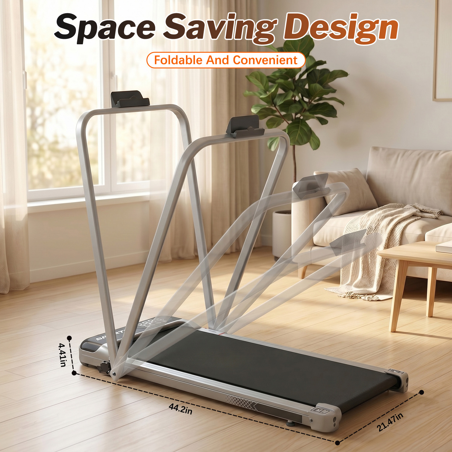 3 in 1 Under Desk Treadmill with Incline,Foldable Treadmills for Home, Walking Pad with Handle Bar for Walking and Jogging, with Remote Control & LED Display - Image 6