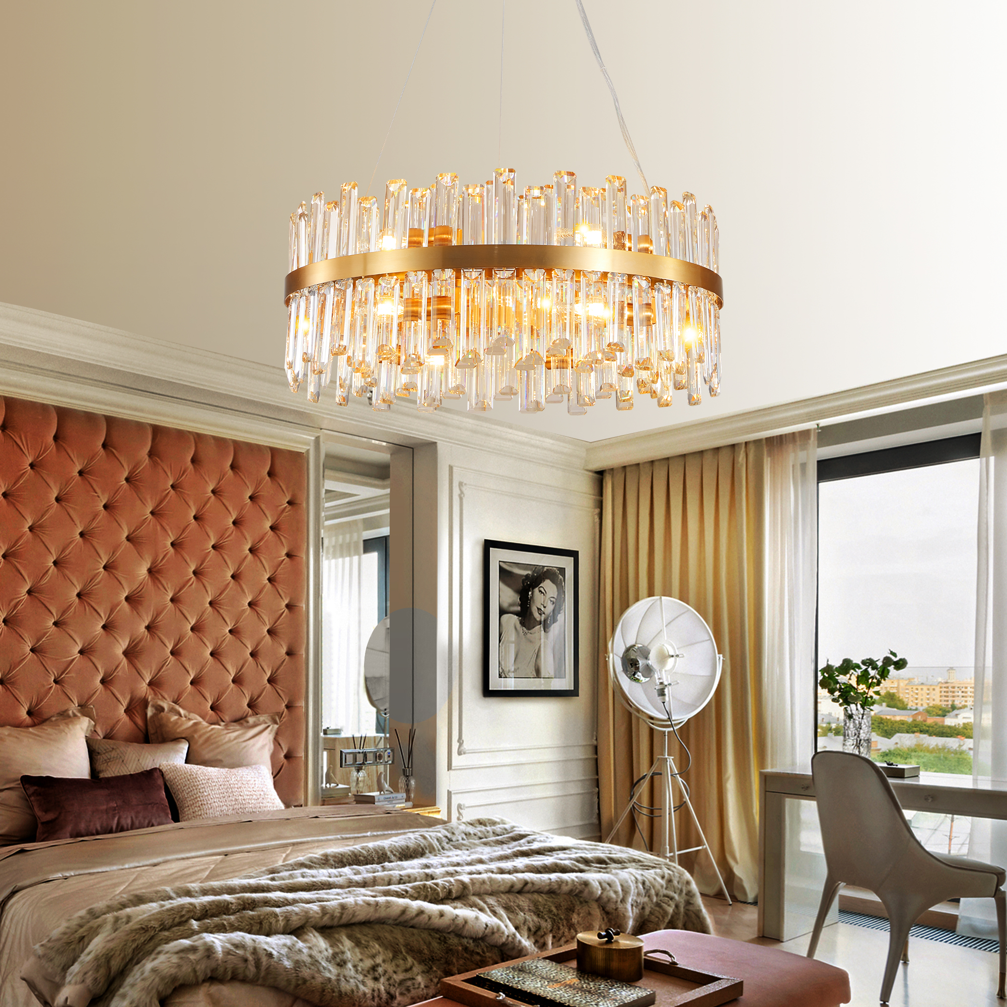 23.6 Inches Luxury Chandeliers Crystal Living Room Bedroom Decorative Lights Simple Modern Dining Room Lighting,for Home Decor (Bulbs Not Included) - Image 2