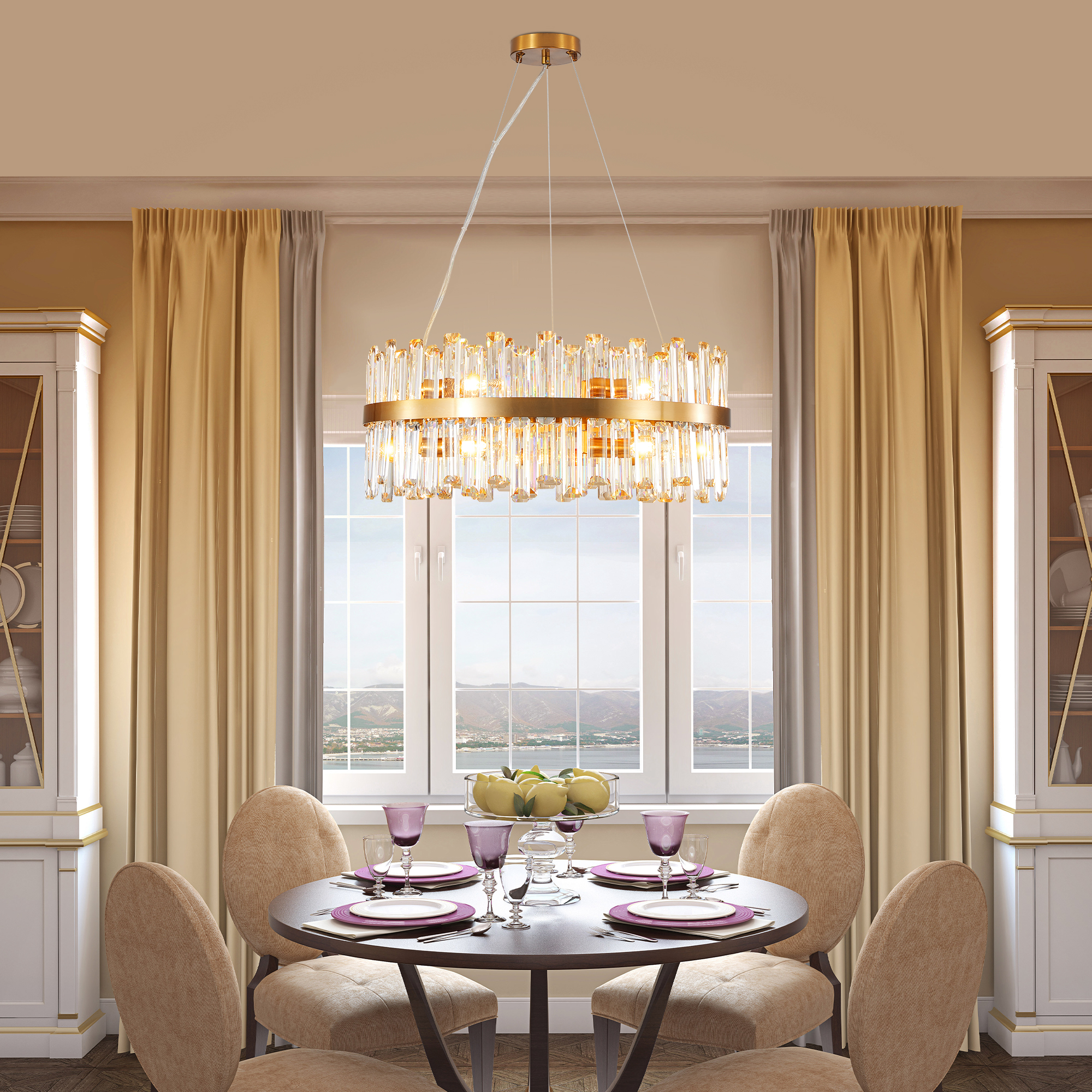 23.6 Inches Luxury Chandeliers Crystal Living Room Bedroom Decorative Lights Simple Modern Dining Room Lighting,for Home Decor (Bulbs Not Included) - Image 3