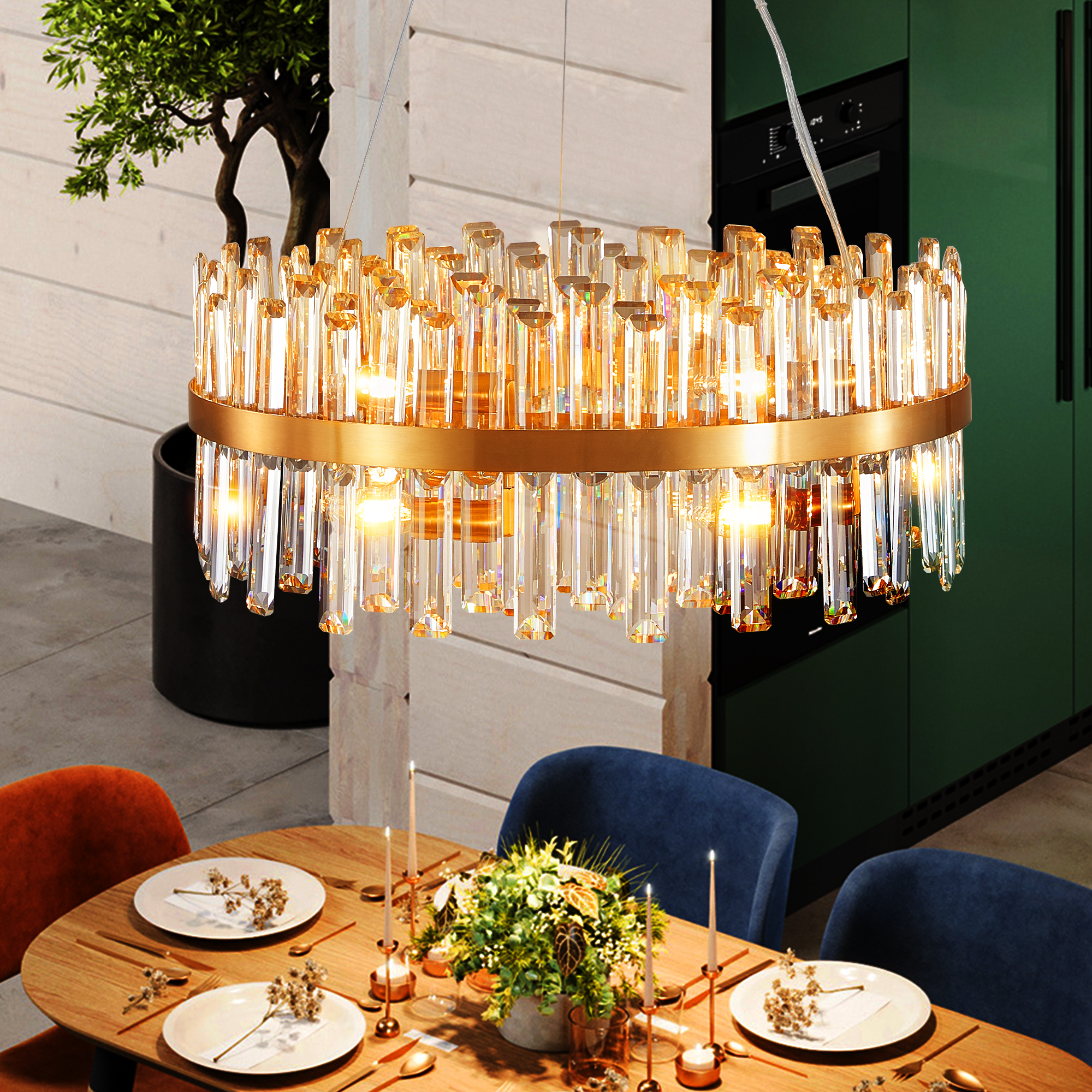 23.6 Inches Luxury Chandeliers Crystal Living Room Bedroom Decorative Lights Simple Modern Dining Room Lighting,for Home Decor (Bulbs Not Included) - Image 4