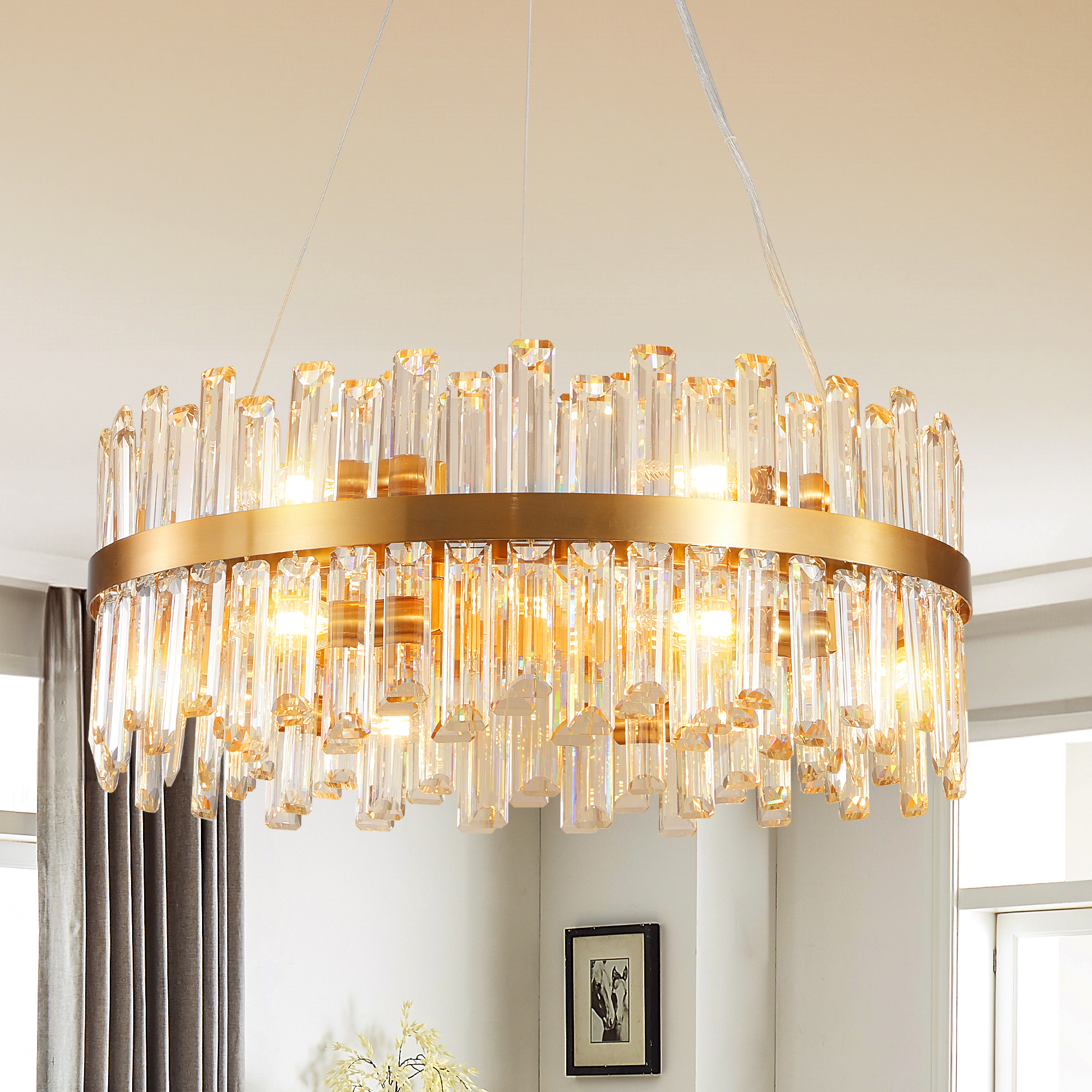 23.6 Inches Luxury Chandeliers Crystal Living Room Bedroom Decorative Lights Simple Modern Dining Room Lighting,for Home Decor (Bulbs Not Included) - Image 5