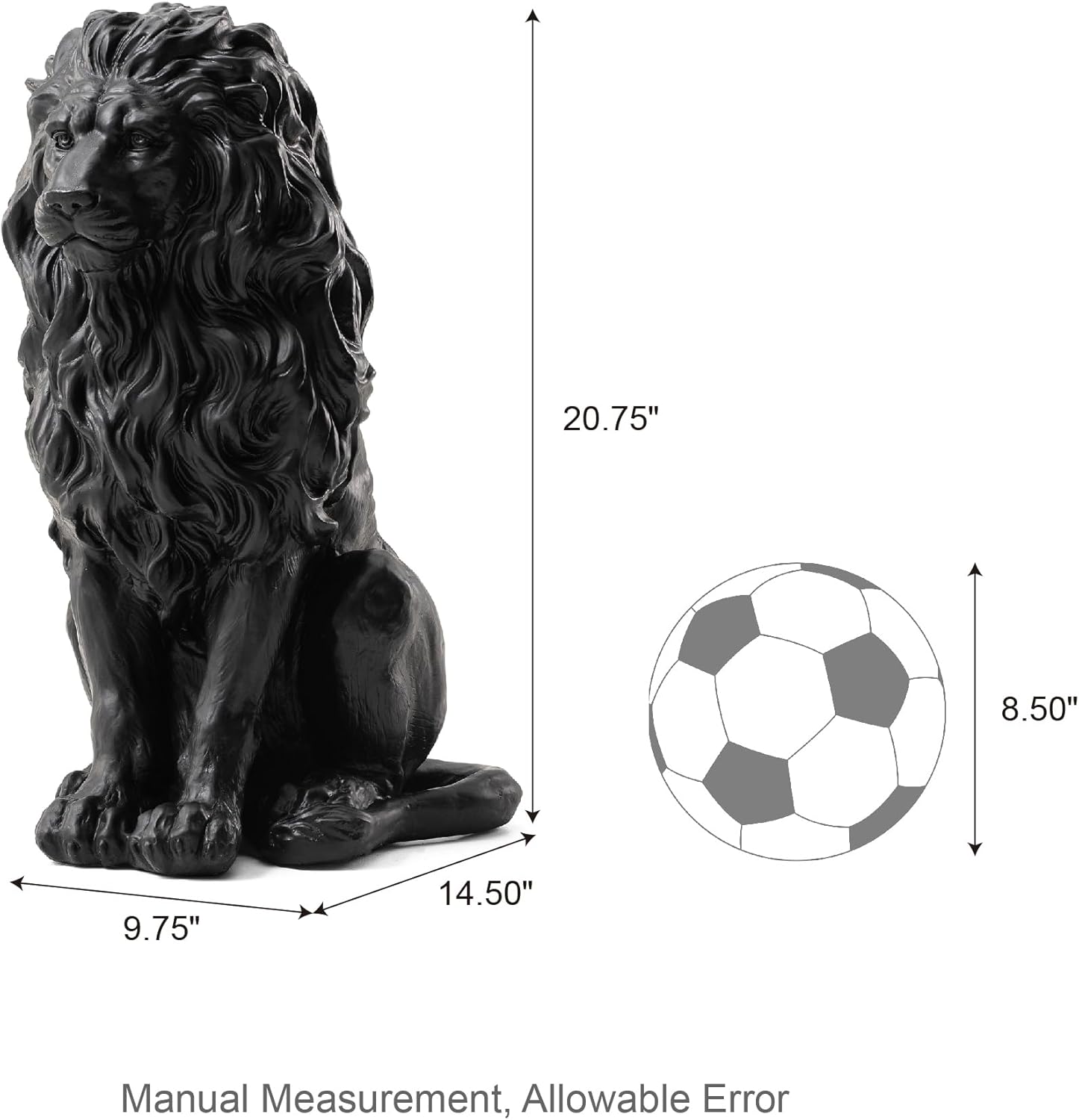 20.5" Lion Statue, Resin Outdoor Guardian Sculpture, Simulated Animal Decor for Villa, Garden, Park & Resort, Patriotic Independence Day Decoration for Home & Courtyard - Image 4