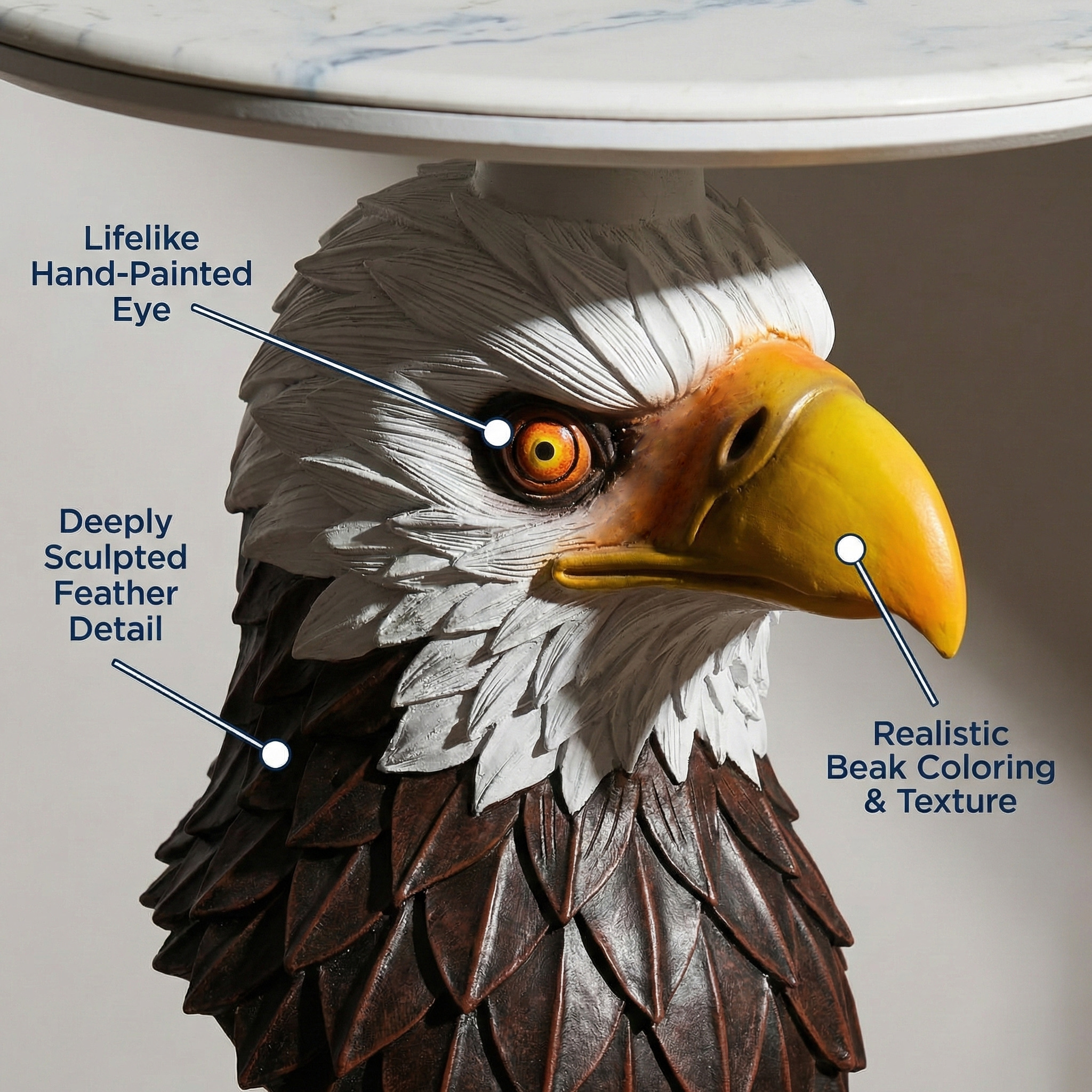 Eagle Head Accent Table Animal Statue End Tables Livingroom - Image 2