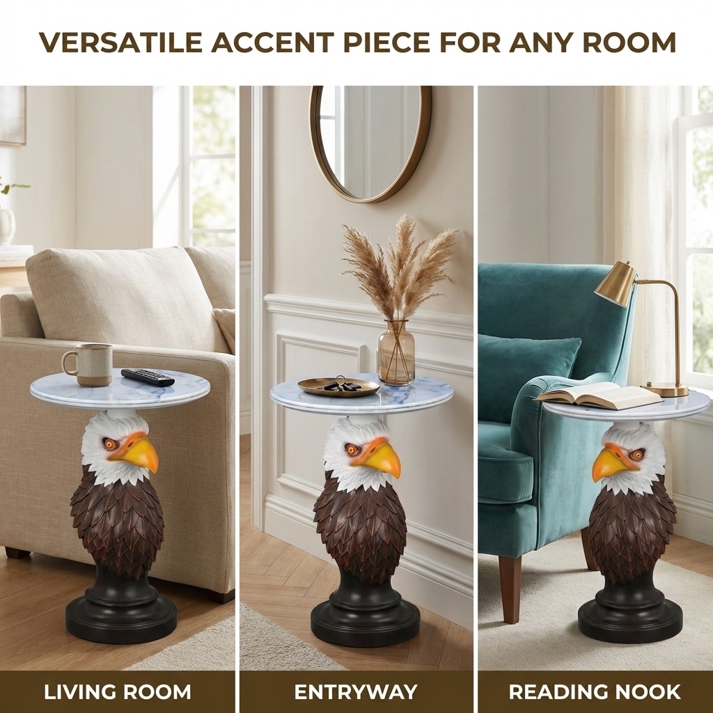 Eagle Head Accent Table Animal Statue End Tables Livingroom - Image 3