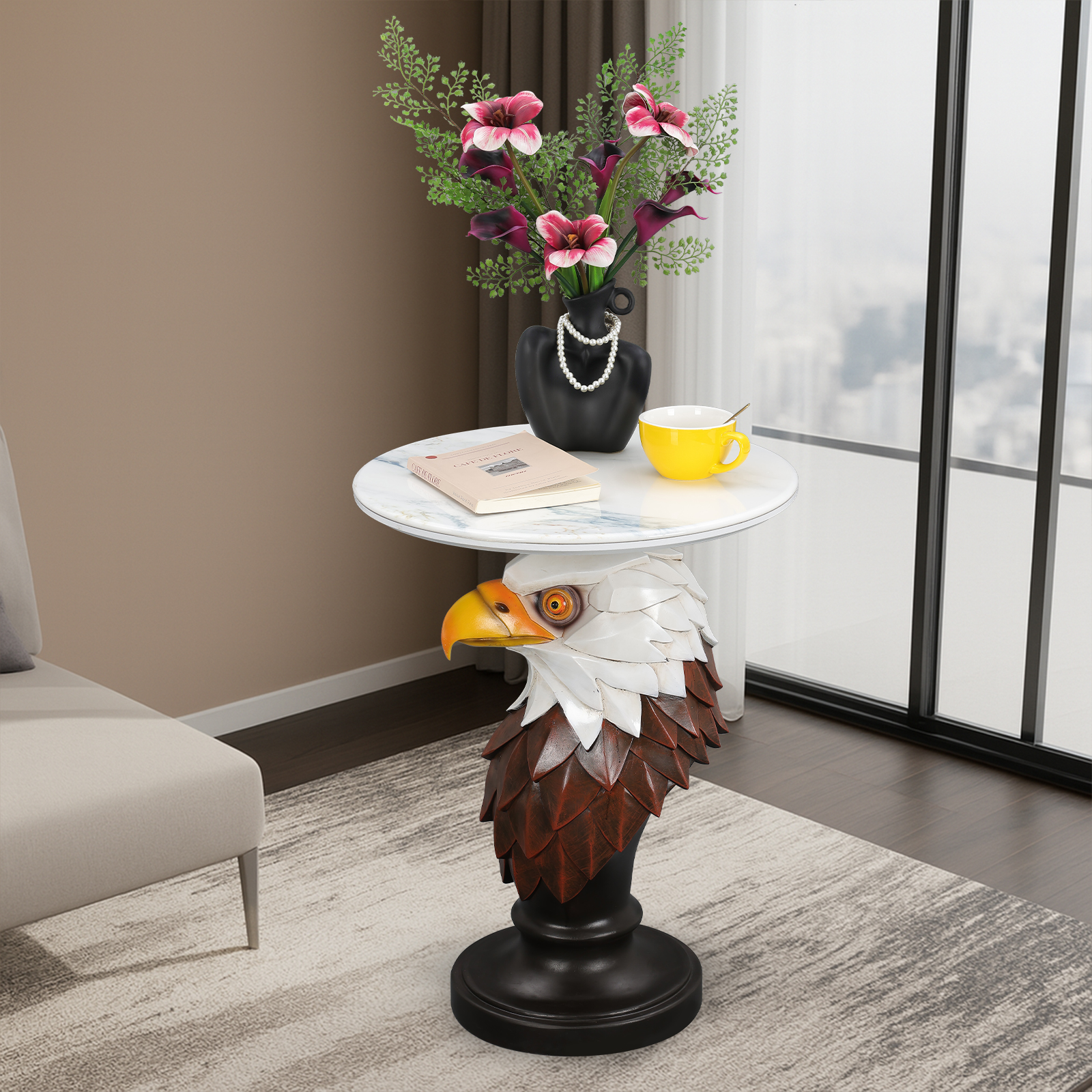 Eagle Head Accent Table Animal Statue End Tables Livingroom - Image 6