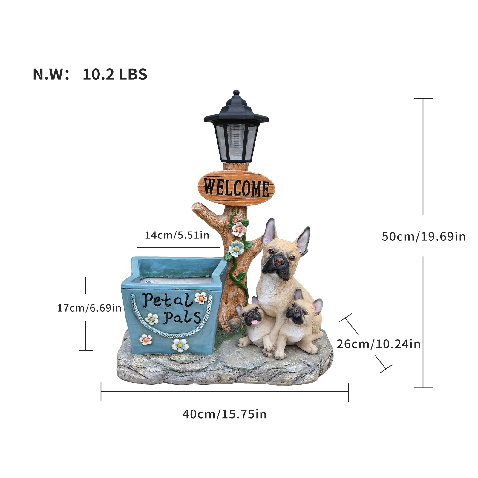 French Bulldog Family Planter Statue - Image 3