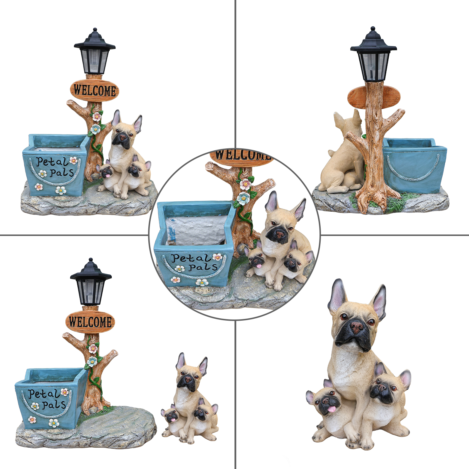 French Bulldog Family Planter Statue - Image 5