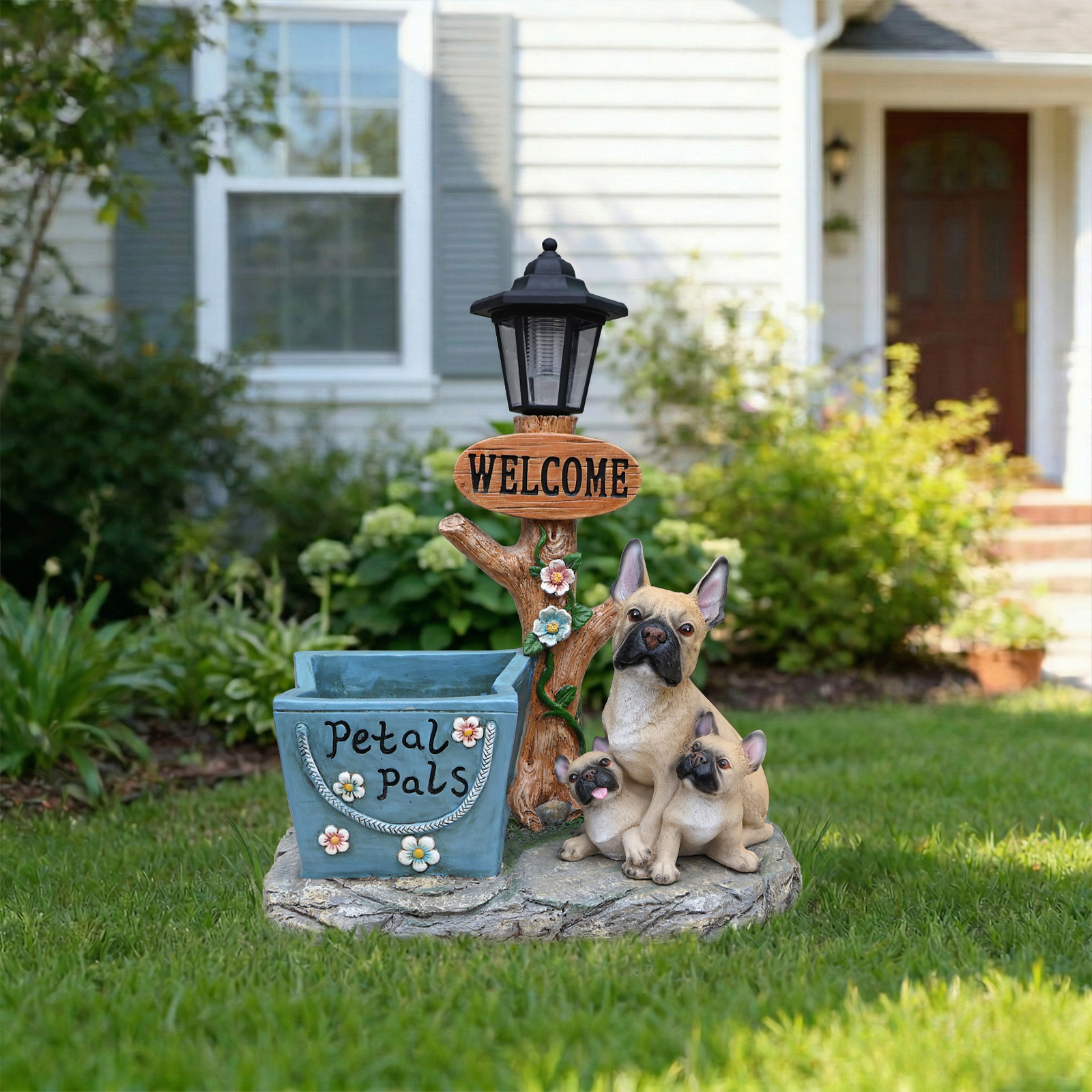 French Bulldog Family Planter Statue - Image 6