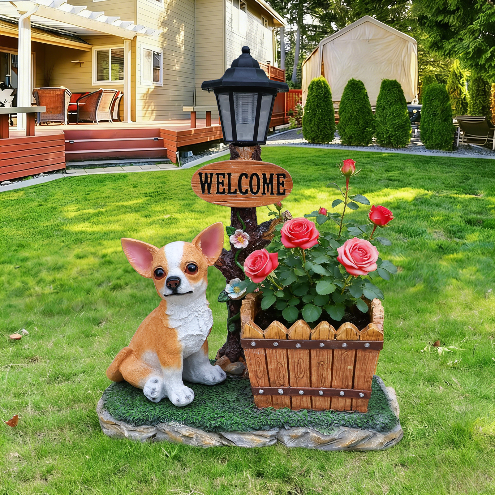 Sitting Chihuahua Dog Planter Statue - Image 3