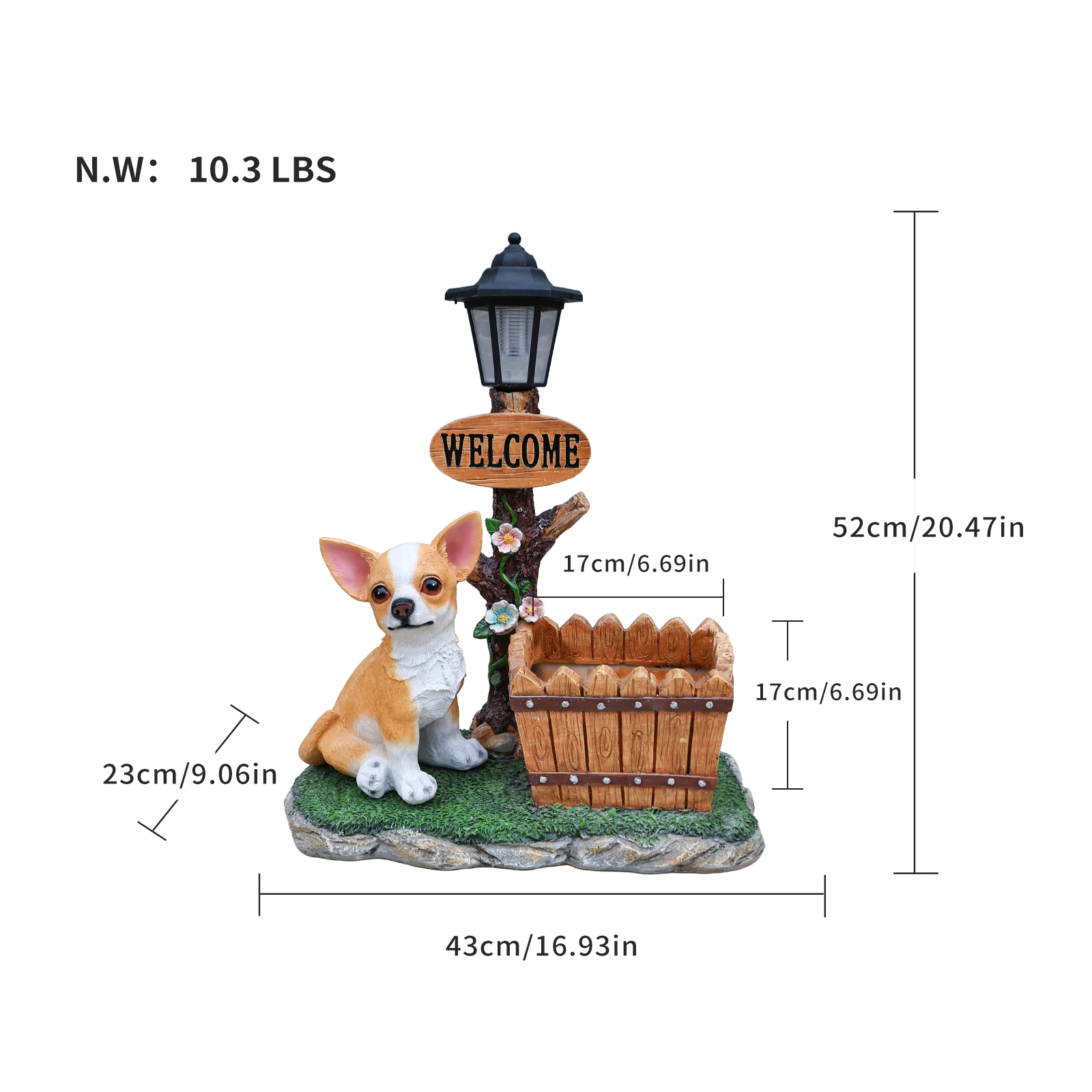 Sitting Chihuahua Dog Planter Statue - Image 4