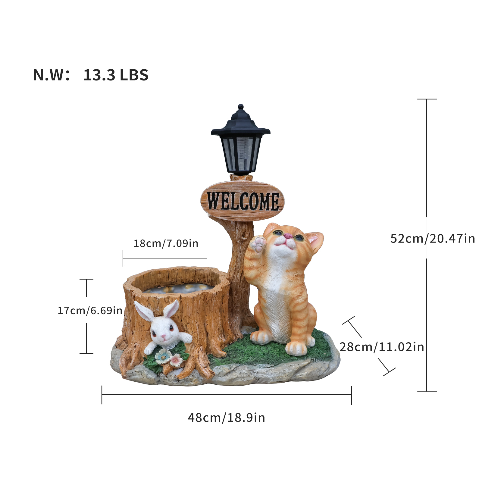 Cute Cat Planter Statue Garden Decor - Image 3