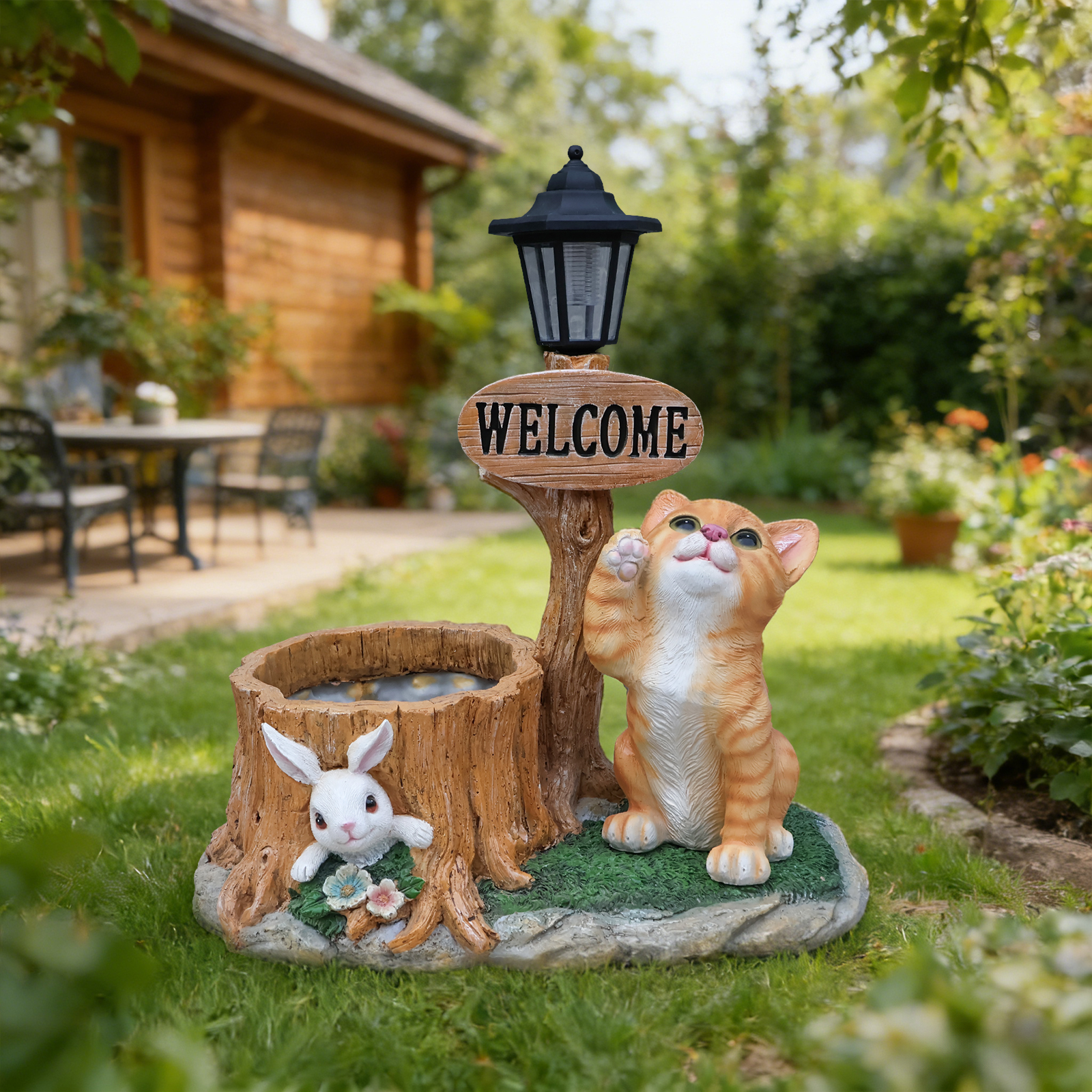 Cute Cat Planter Statue Garden Decor - Image 2