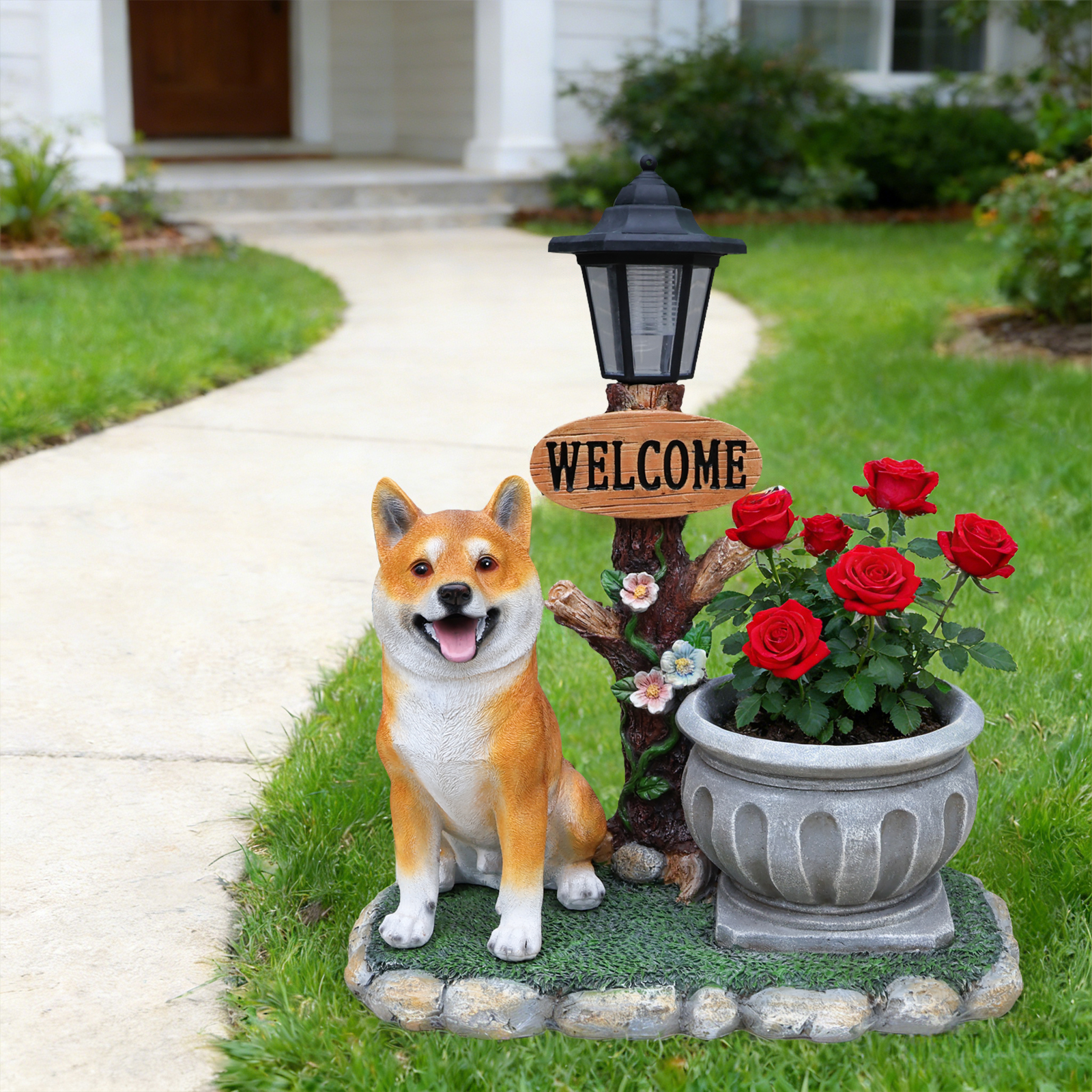 Sitting Akita Dog Planter Garden Decor - Image 2