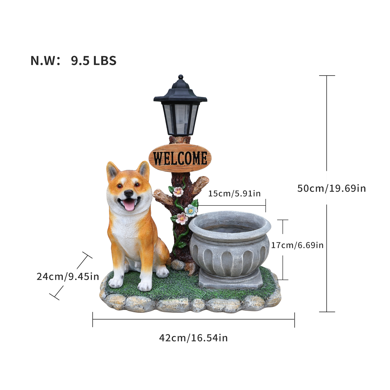 Sitting Akita Dog Planter Garden Decor - Image 3