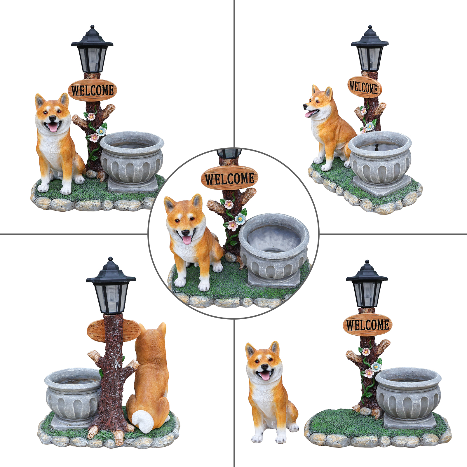Sitting Akita Dog Planter Garden Decor - Image 5