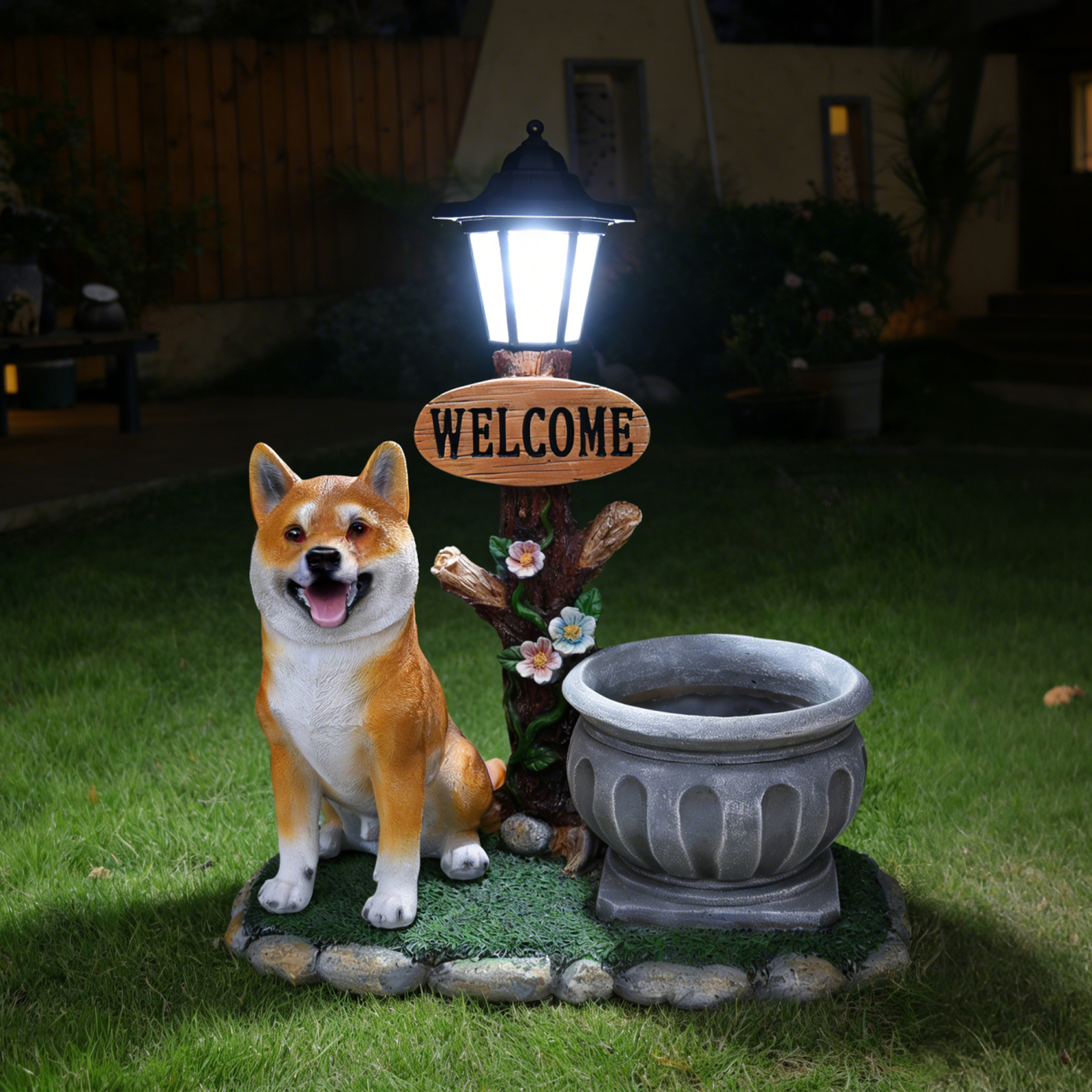 Sitting Akita Dog Planter Garden Decor - Image 6
