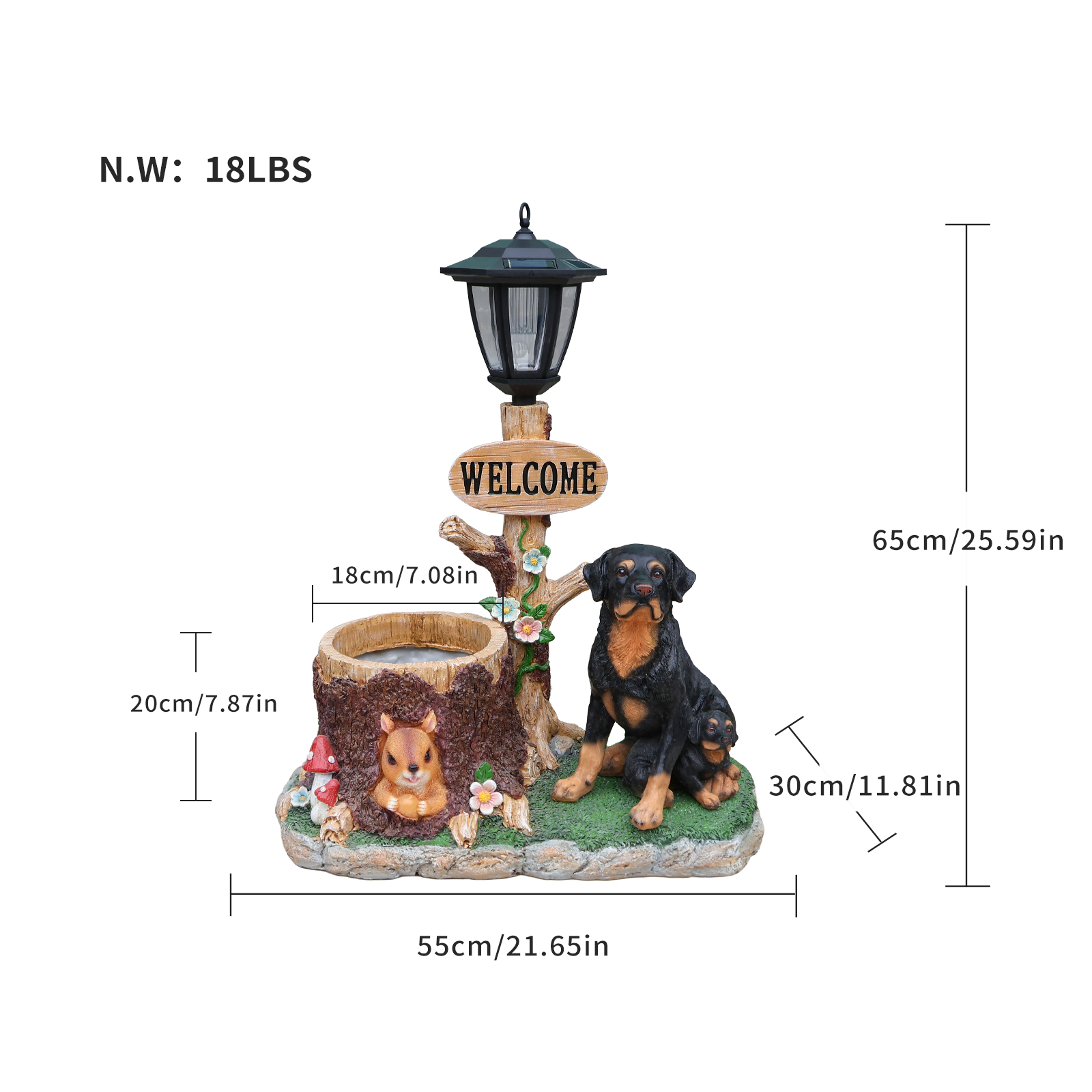 Rottweiler Dog Family Planter Statue - Image 3