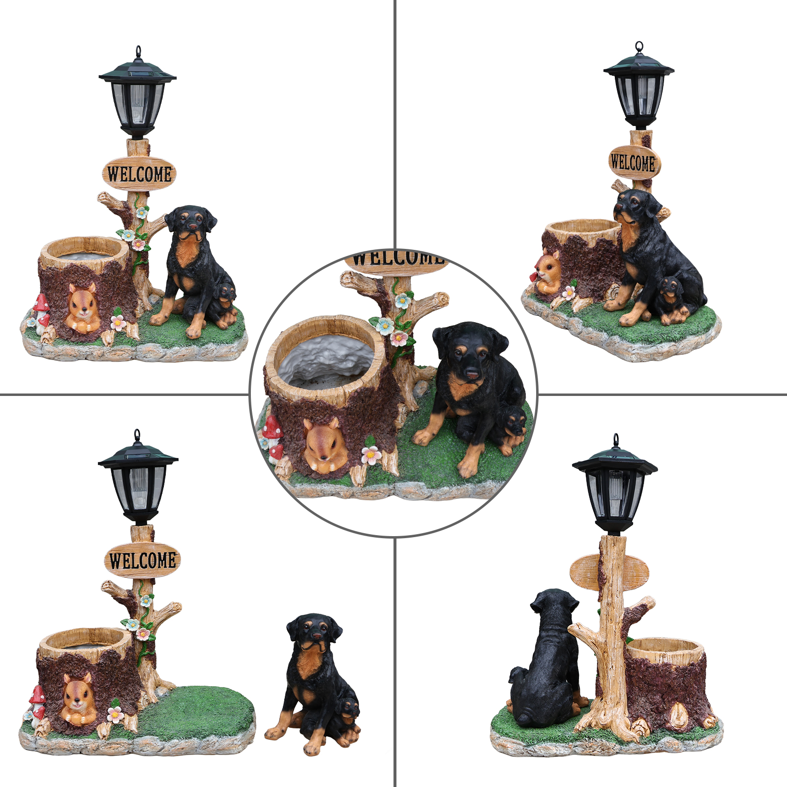 Rottweiler Dog Family Planter Statue - Image 5