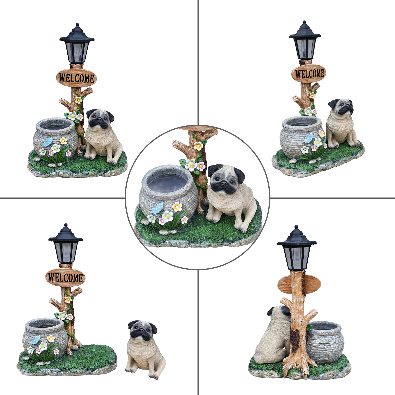 Sitting Pug Dog Planter Statue - Image 4