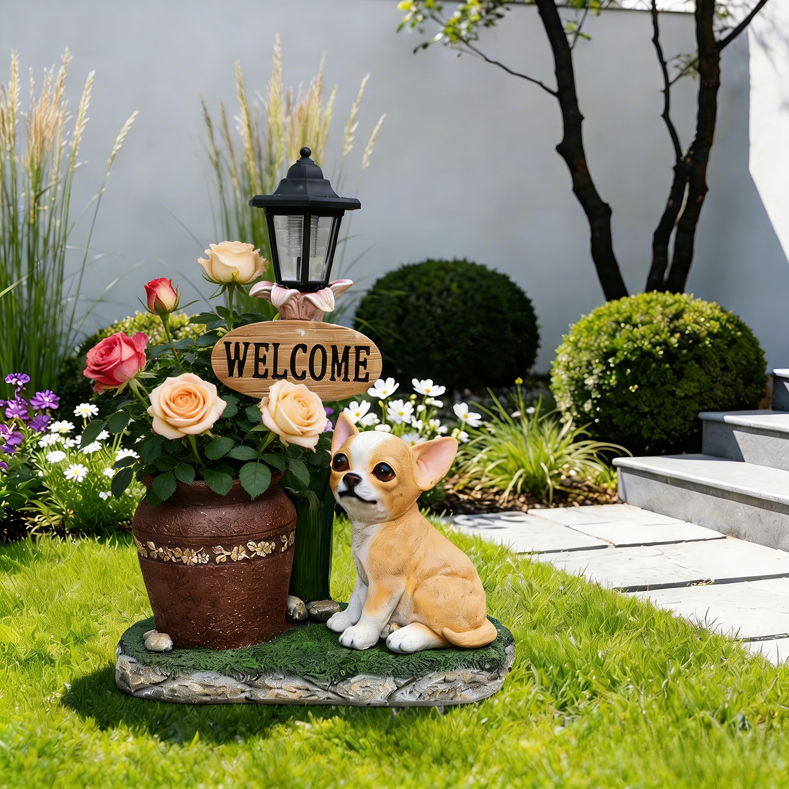 Sitting Corgi Dog Planter Outdoor Decor - Image 4