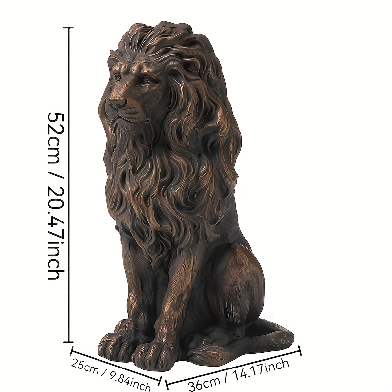 20.5" Lion Statue, Resin Outdoor Guardian Sculpture, Simulated Animal Decor for Villa, Garden, Park & Resort, Patriotic Independence Day Decoration for Home & Courtyard - Image 4