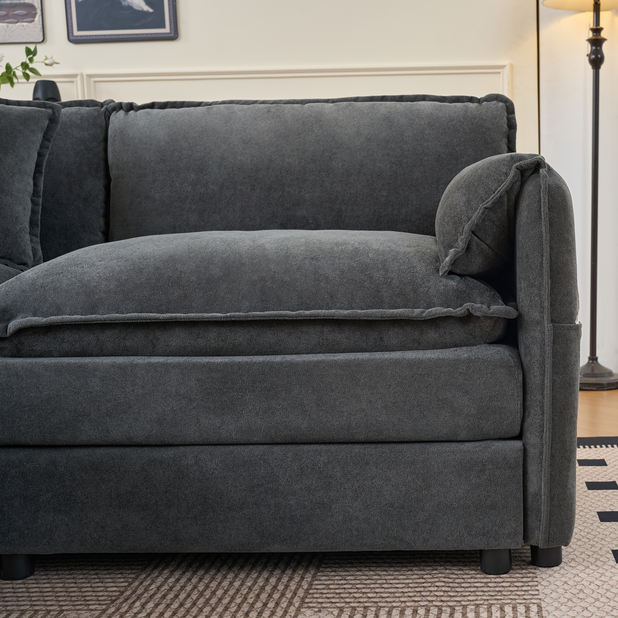 Oversized Chenille Loveseat Sofa, Oversized 2-Seater Small Cloud Couch, Modern Comfy Deep Seat Love Seat for Living Room Bedroom Office Apartment,DIY Combination,Grey - Image 6
