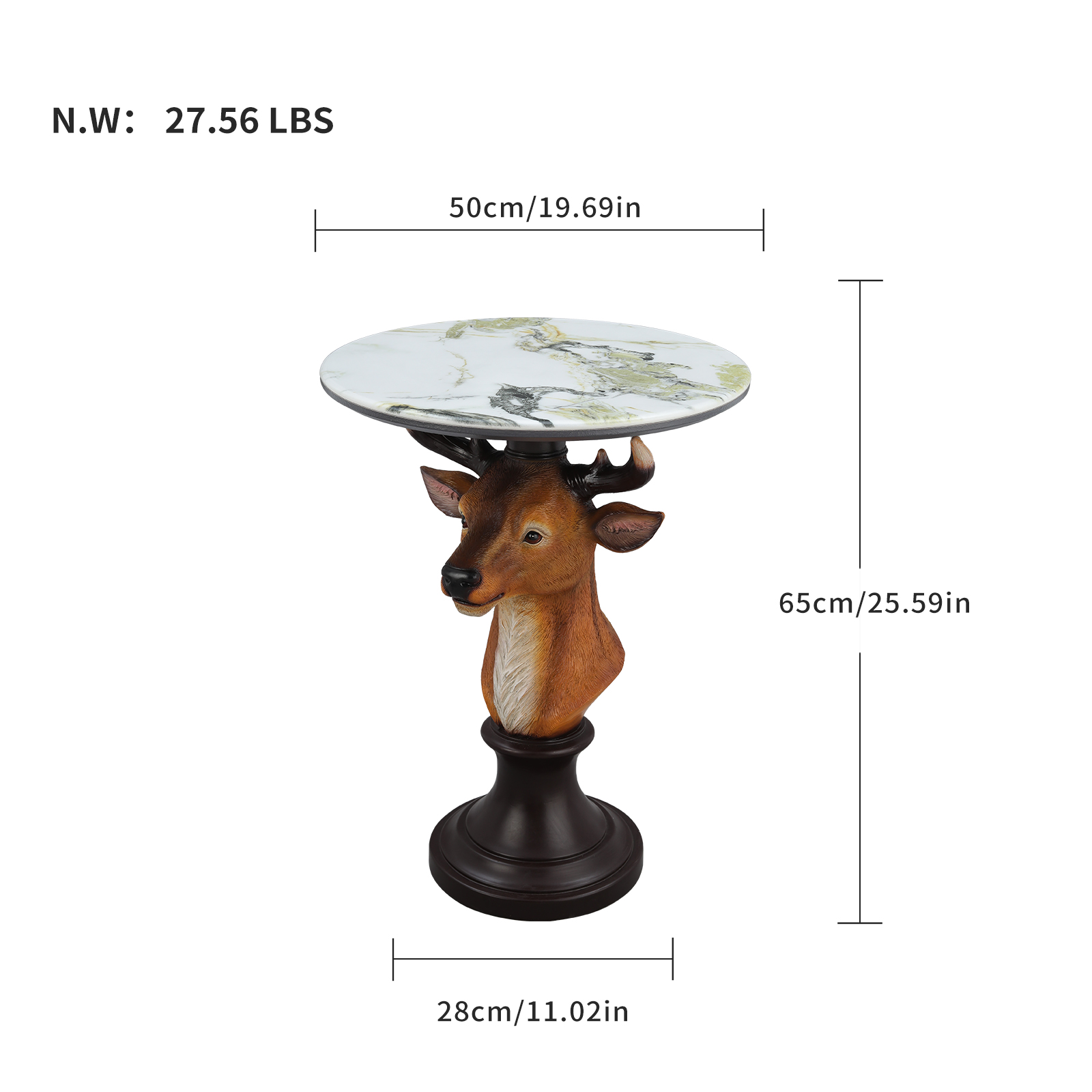 Deer Head Accent Table Animal Statue End Tables Livingroom - Image 3
