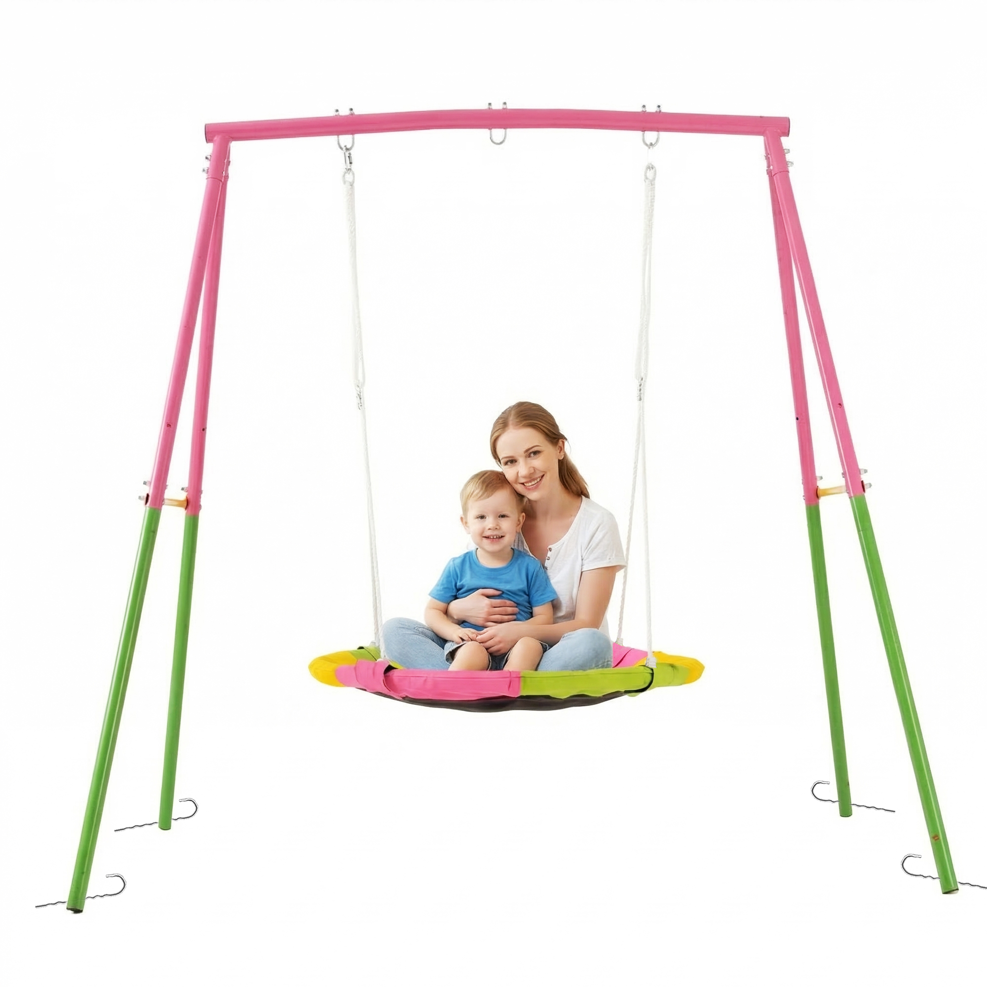 Flying Saucer Swing Set with Heavy Duty A-Frame Metal Swing Stand, Full Steel, Outdoor for Kids, Backyard, Playground, Outdoor - Image 2