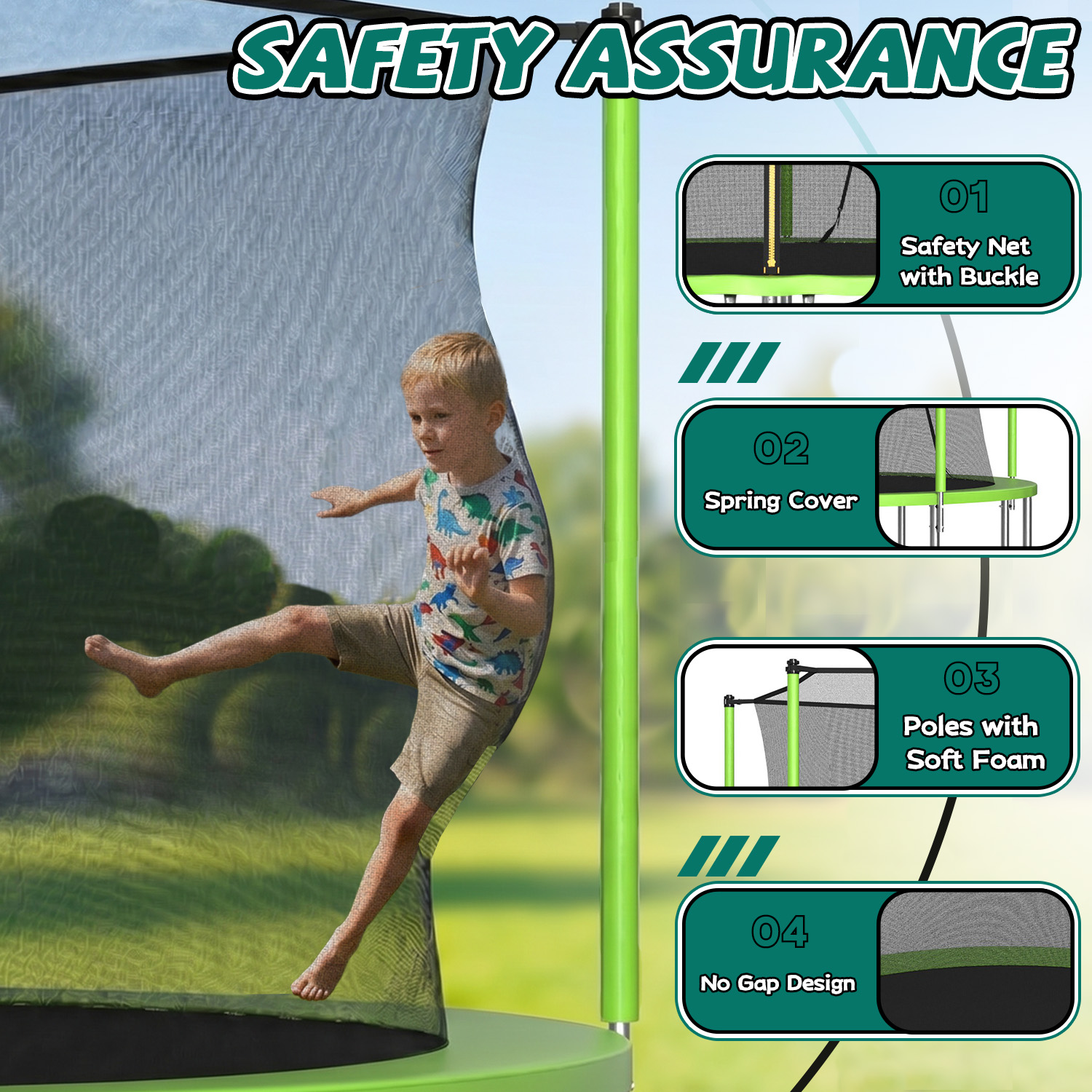 14FT Trampoline ,Sports Fitness Trampolines with Enclosure Net, Recreational Trampolines for Outdoor Indoor - Image 2