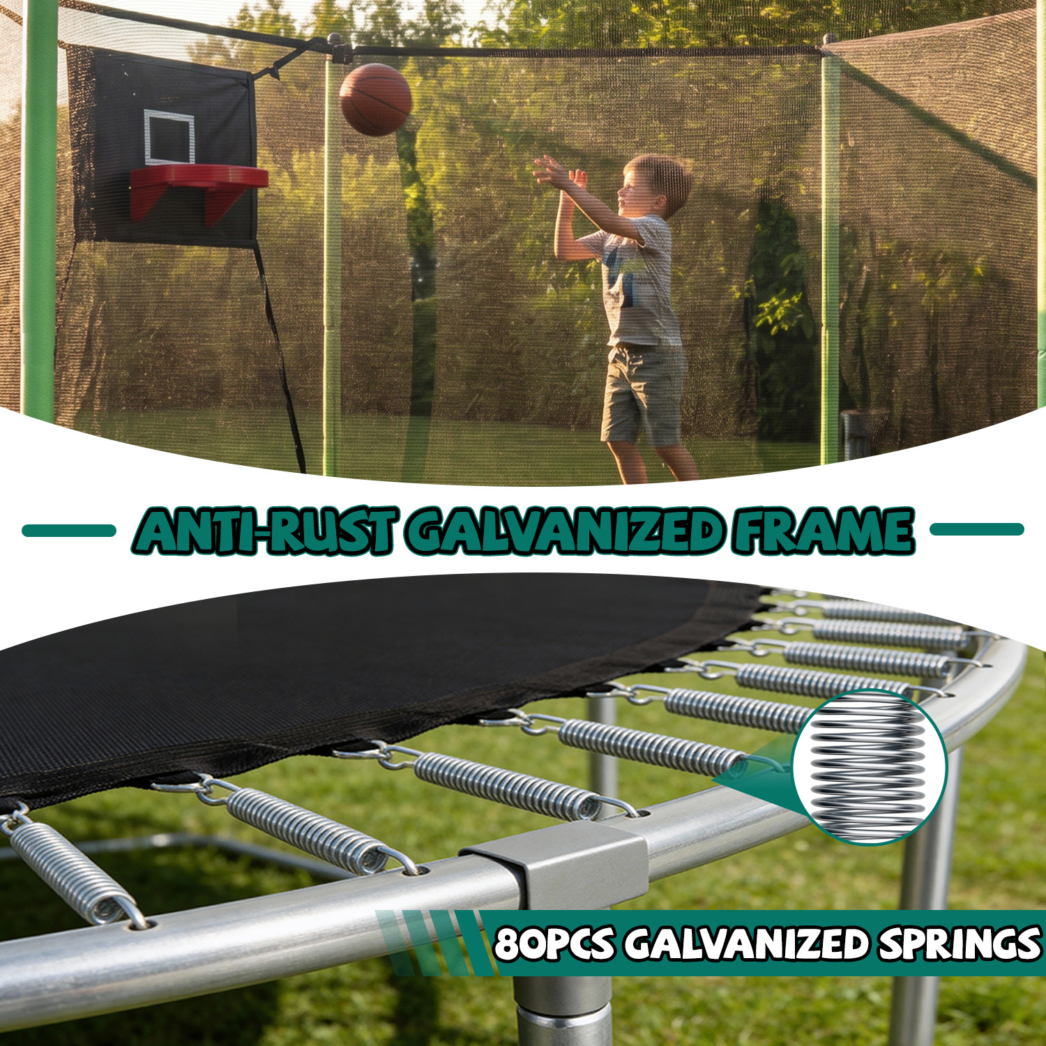 14FT Trampoline ,Sports Fitness Trampolines with Enclosure Net, Recreational Trampolines for Outdoor Indoor - Image 4