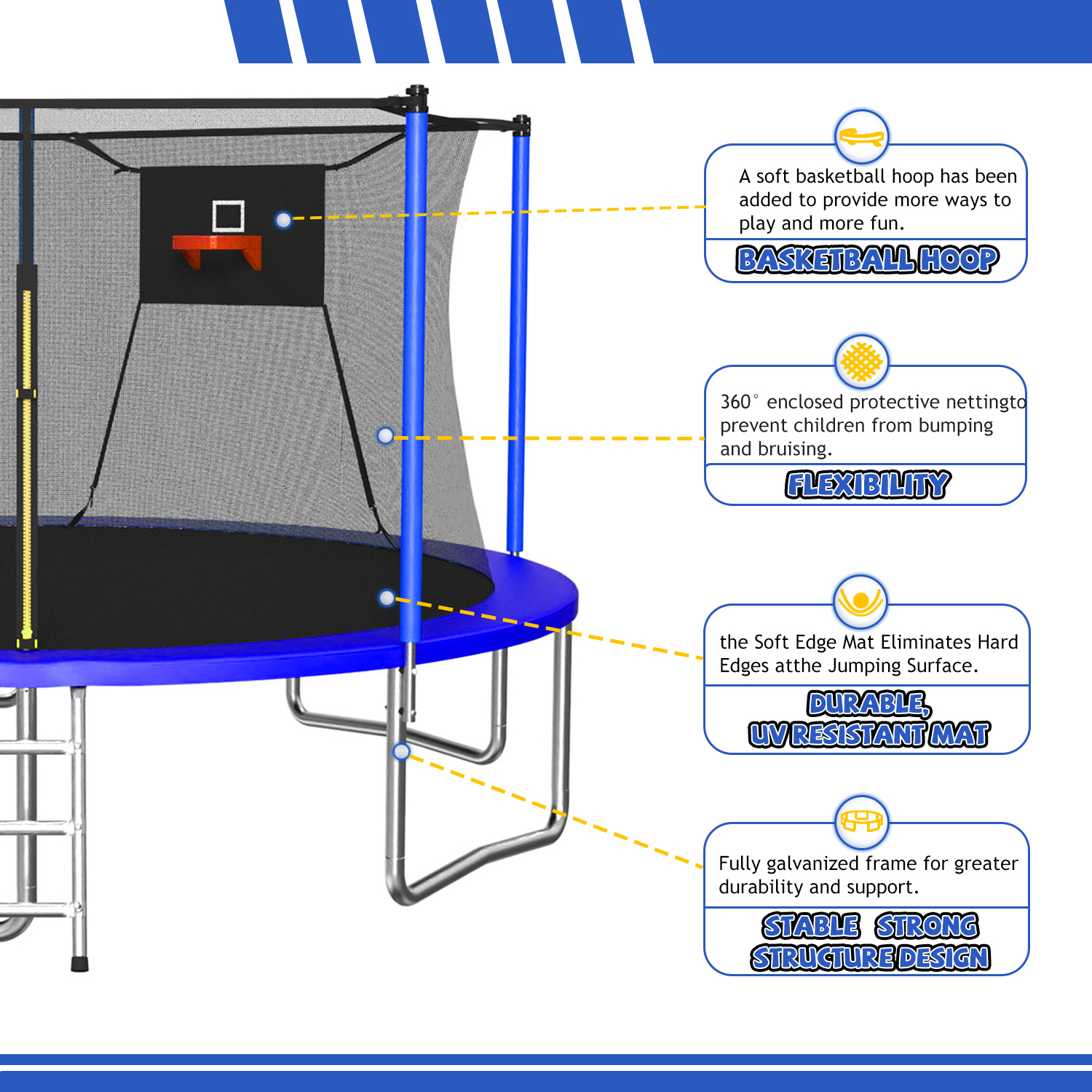 14FT Trampoline ,Sports Fitness Trampolines with Enclosure Net, Recreational Trampolines for Outdoor Indoor - Image 2