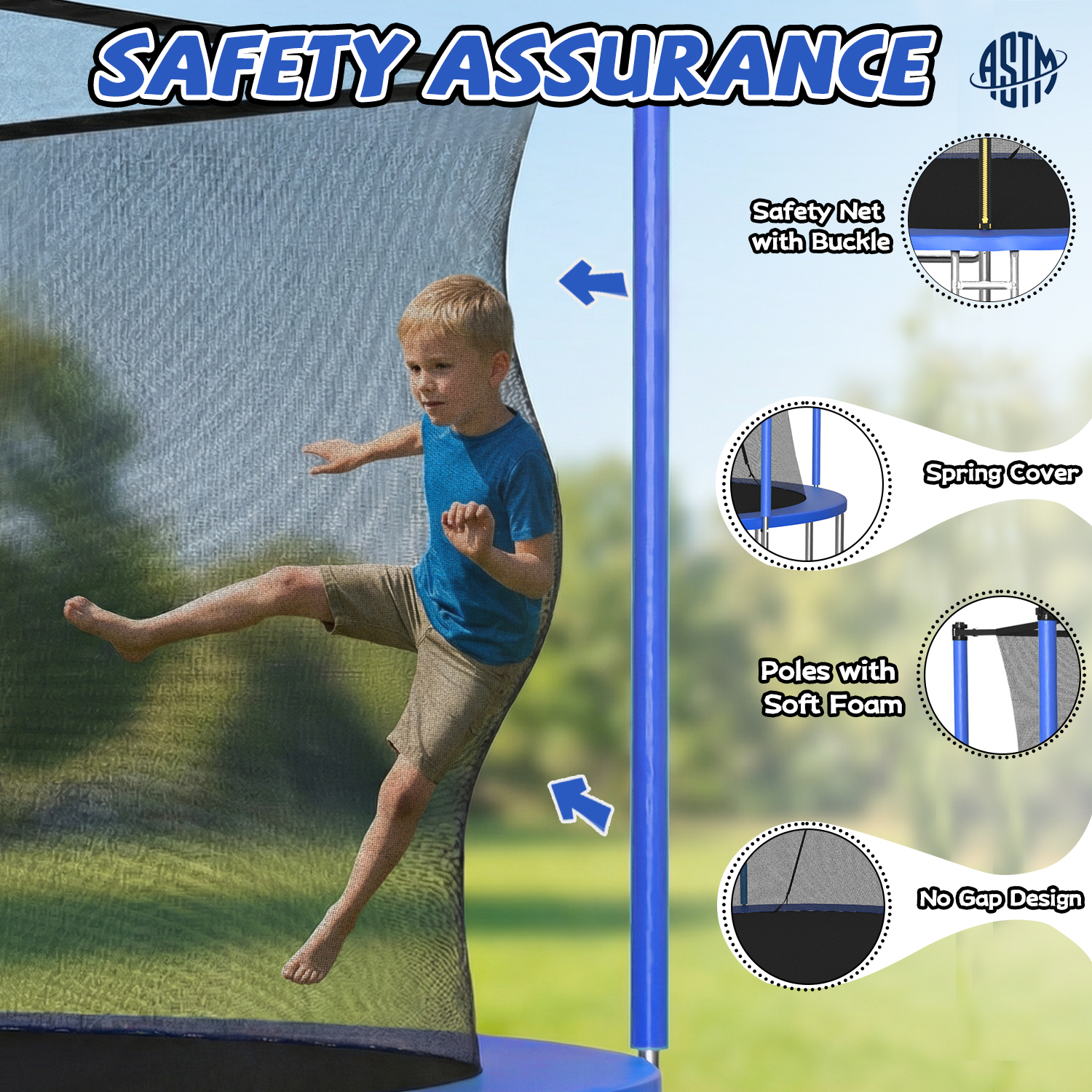 14FT Trampoline ,Sports Fitness Trampolines with Enclosure Net, Recreational Trampolines for Outdoor Indoor - Image 5